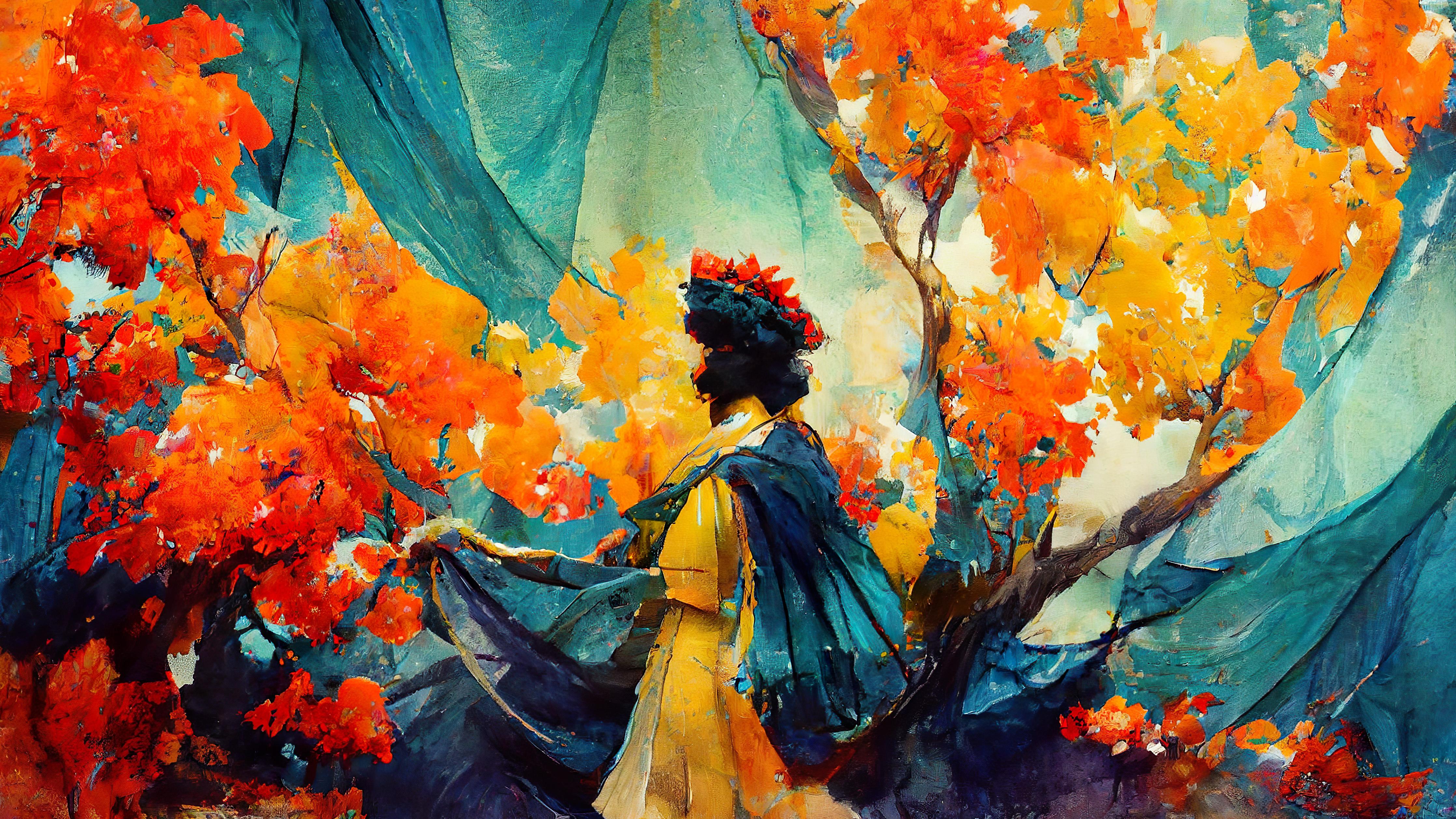 Küchenrückwand-Abstrakte Kunst - Frau im Wald