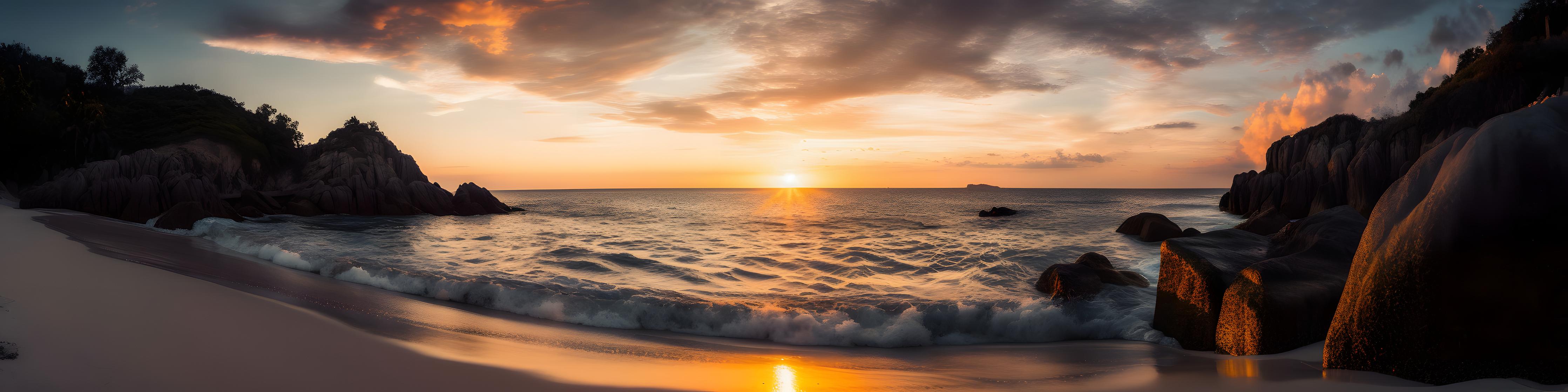 Küchenrückwand-Beeindruckendes Sonnenuntergangs-Strandpanorama