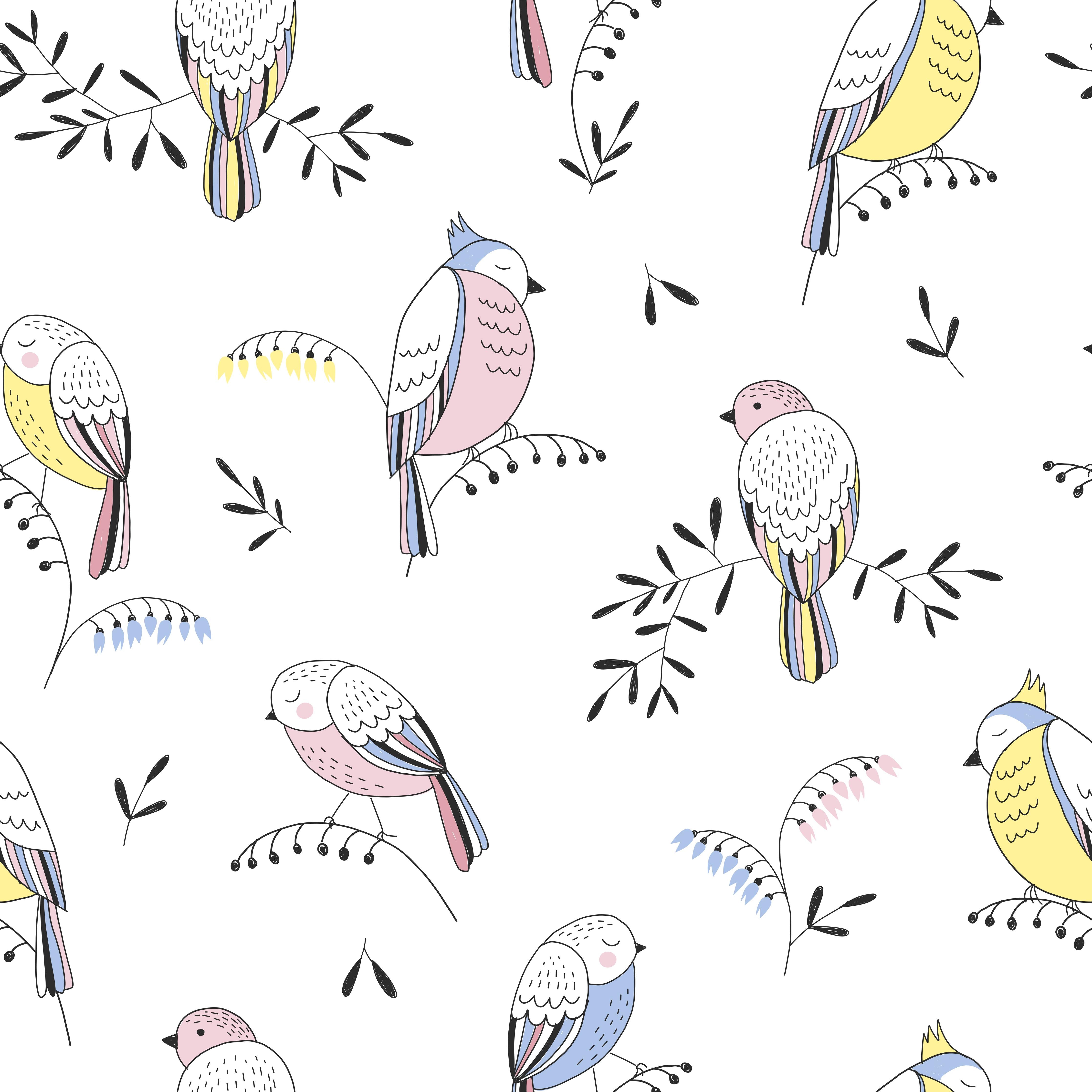 Küchenrückwand-Bunte Vögel Muster Illustration