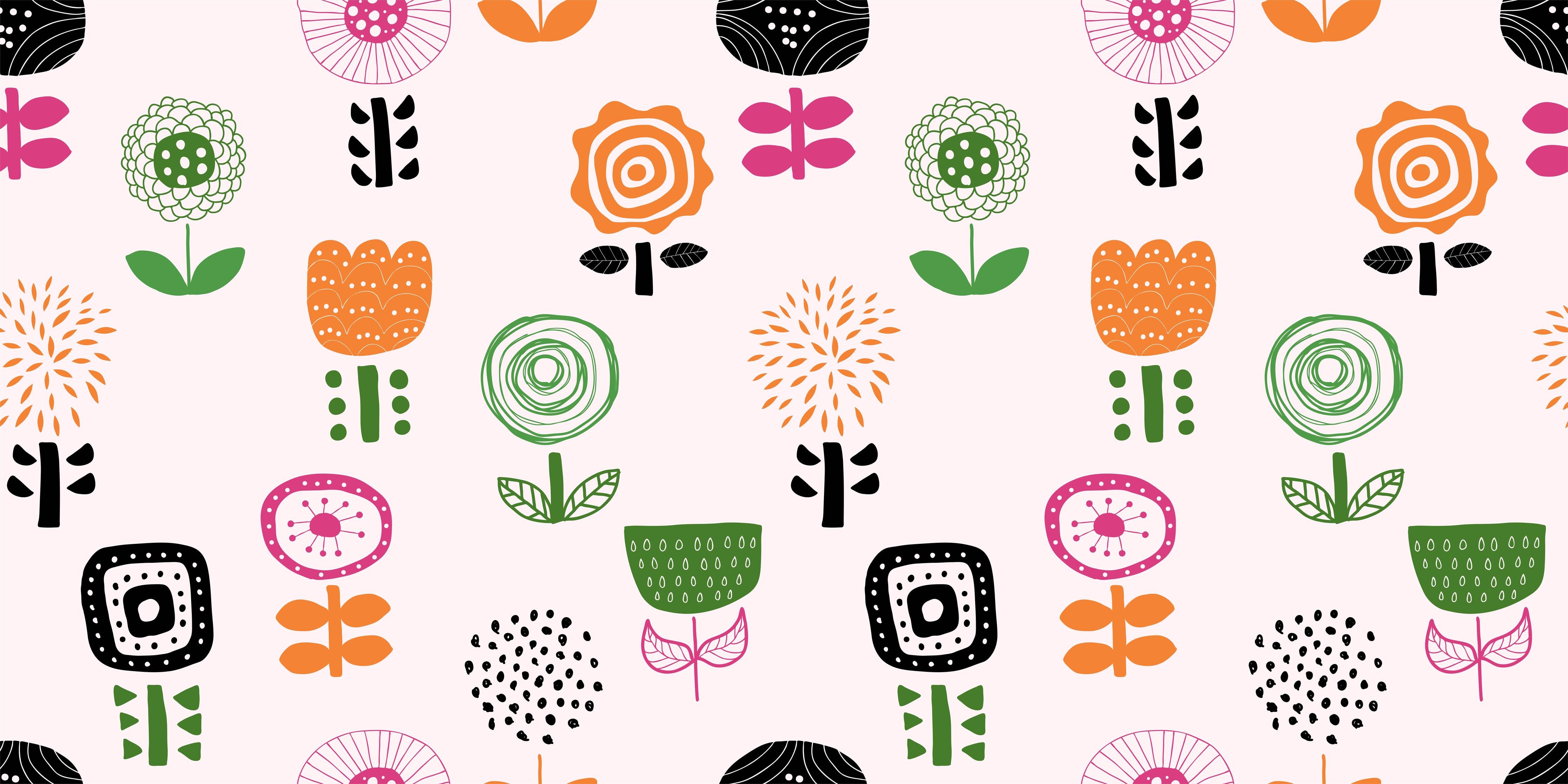 Küchenrückwand-Dekorative Bunte Pflanzen Tapetenmuster