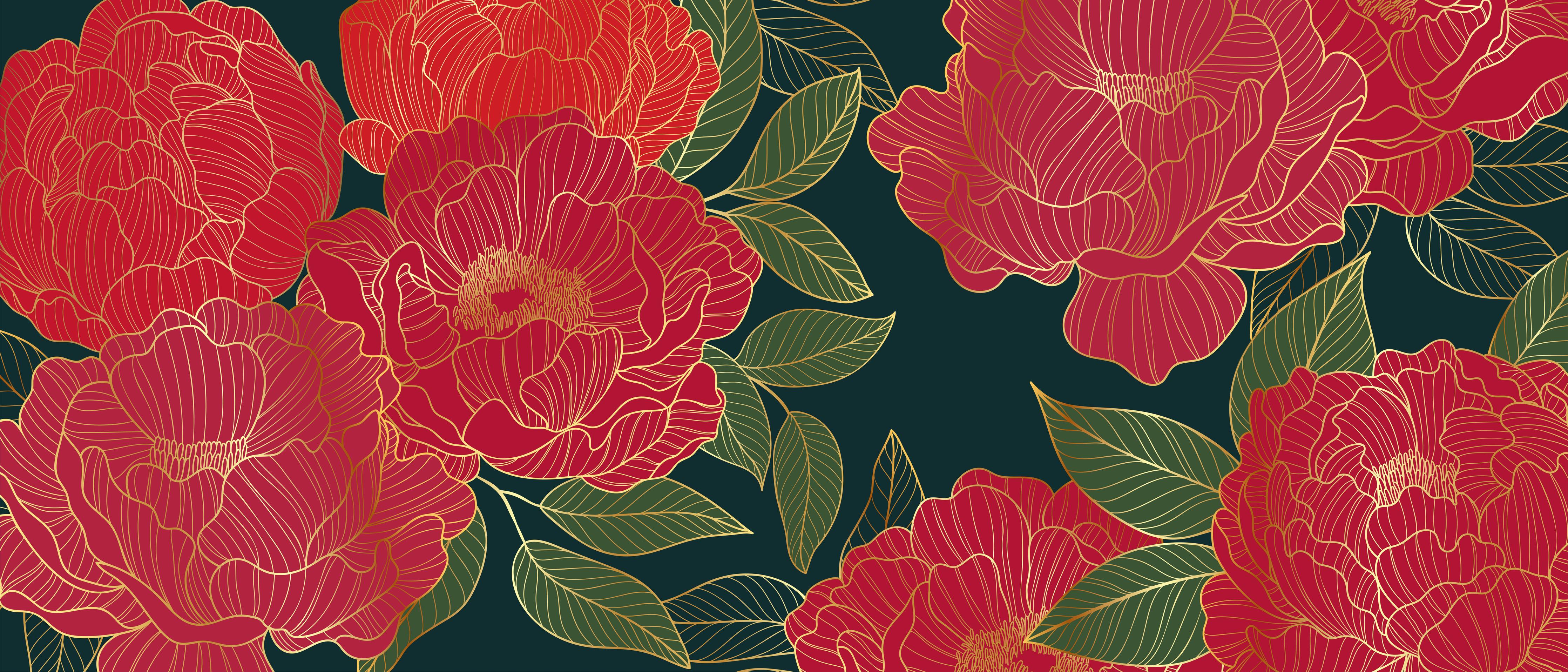 Küchenrückwand-Dunkelrote Pfingstrosen auf Nachtgrün