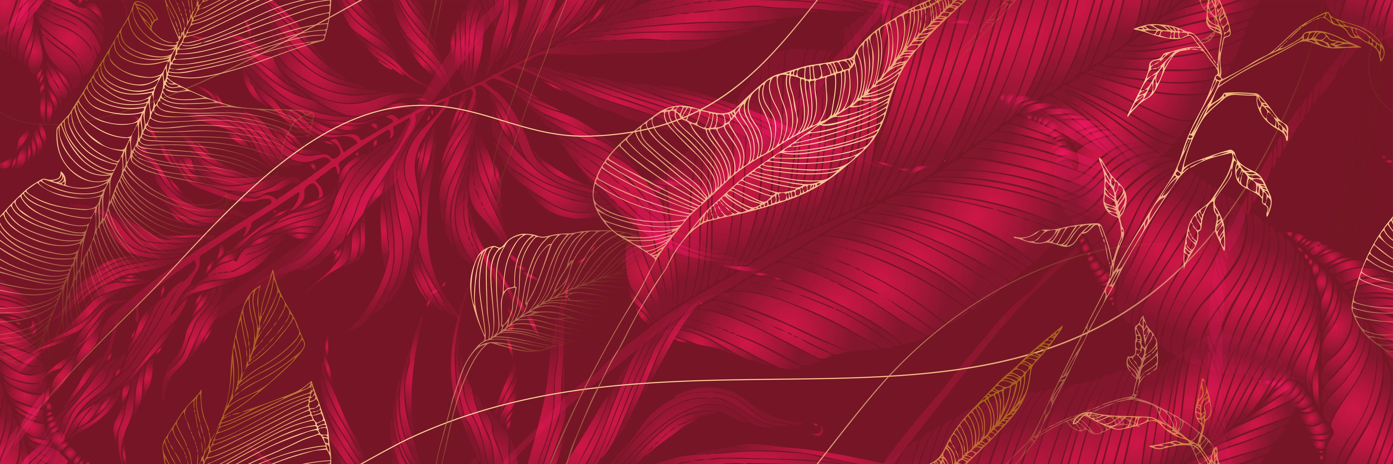 Küchenrückwand-Elegantes Rot mit floralem Linienkunst-Muster