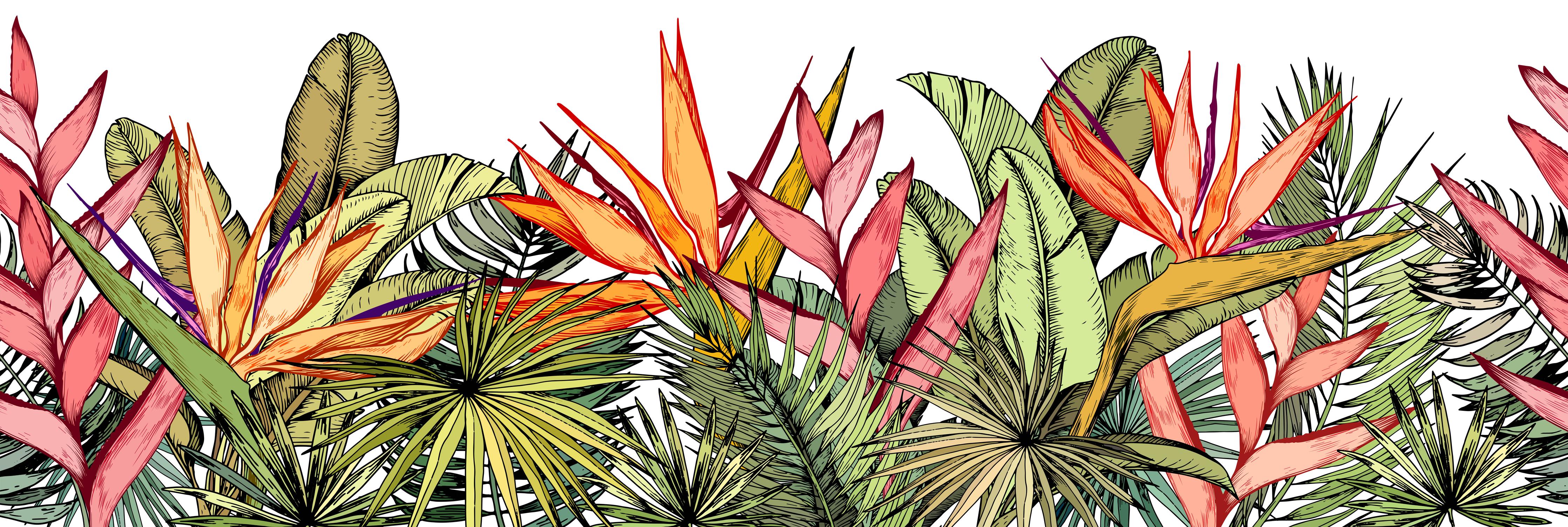 Küchenrückwand-Farbenprächtiges Tropenblatt-Muster Print