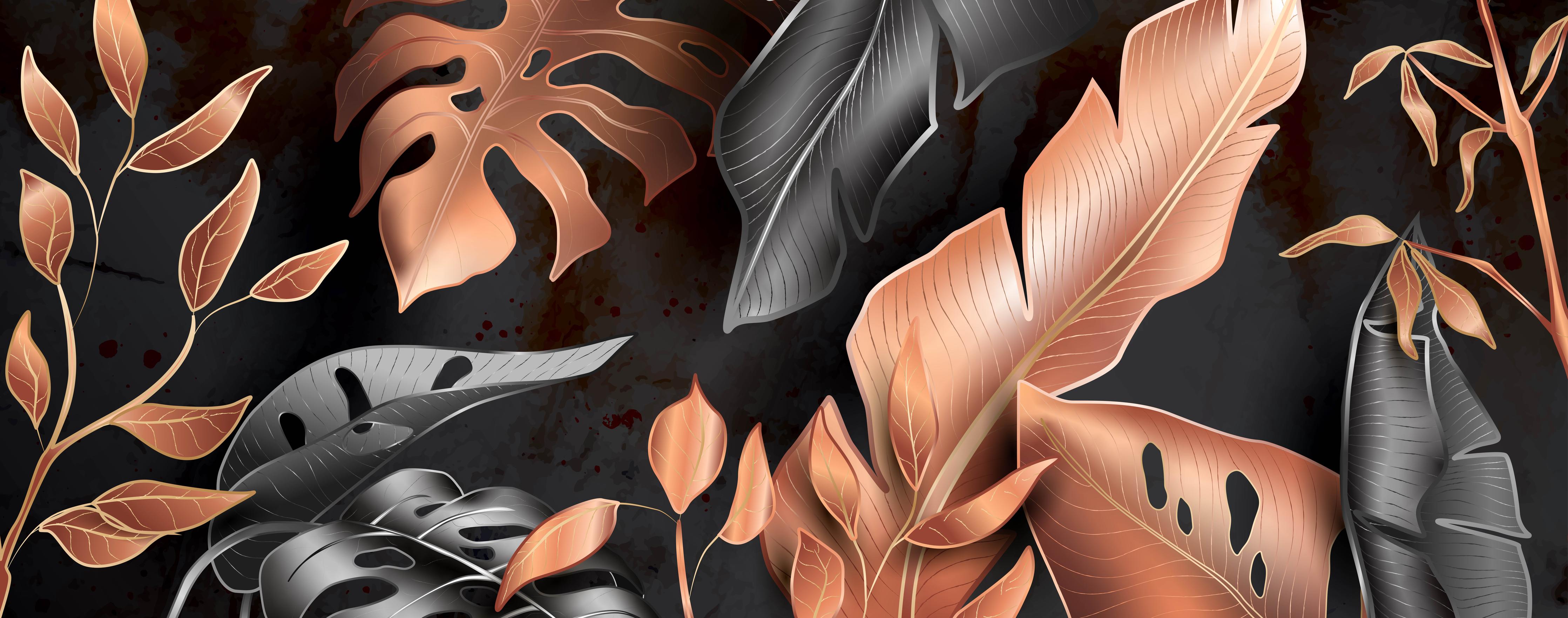 Küchenrückwand-Florales Schwarz und Kupfer Muster