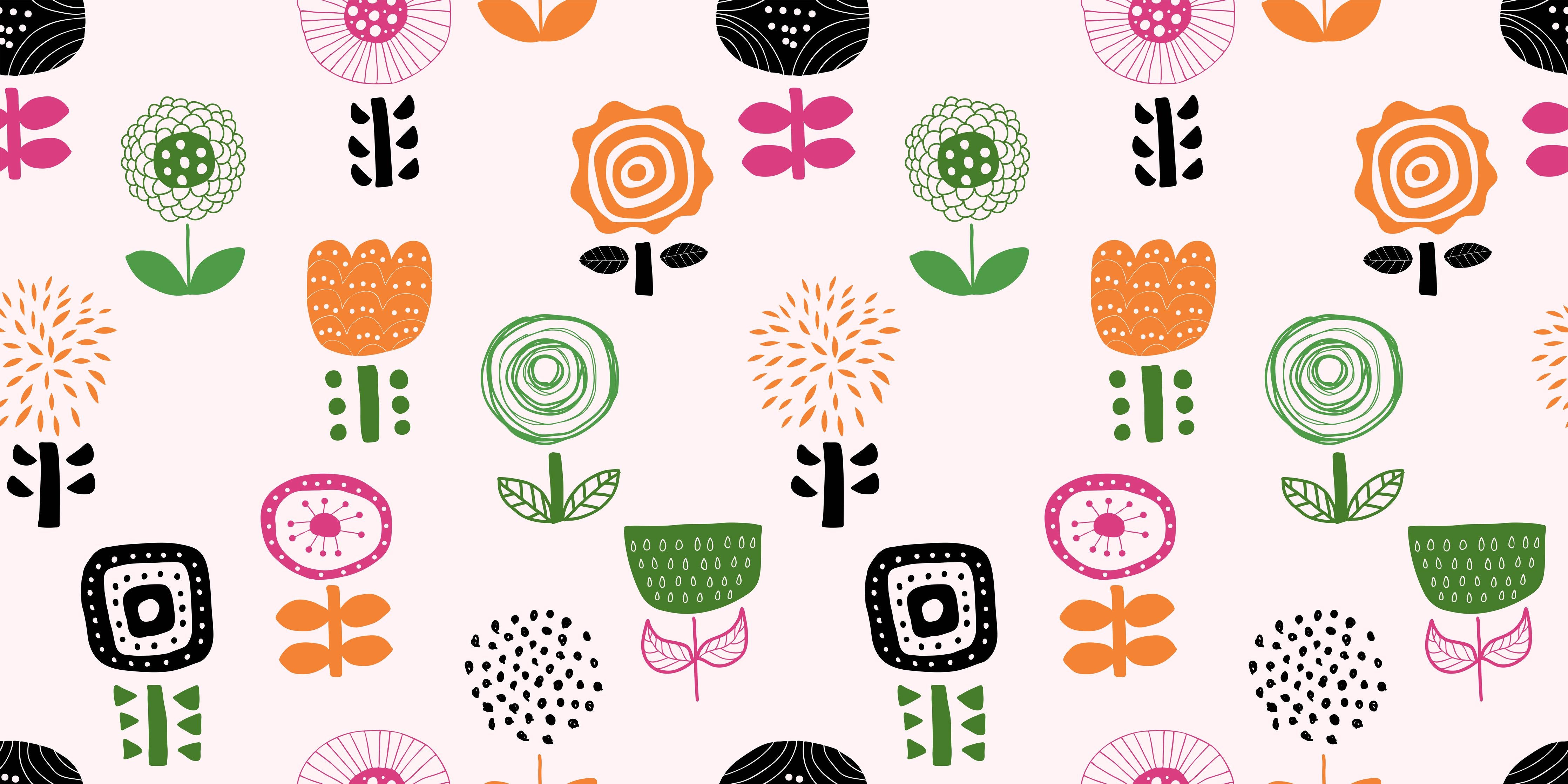 Küchenrückwand-Fröhliches Retro Blumenmuster Textil