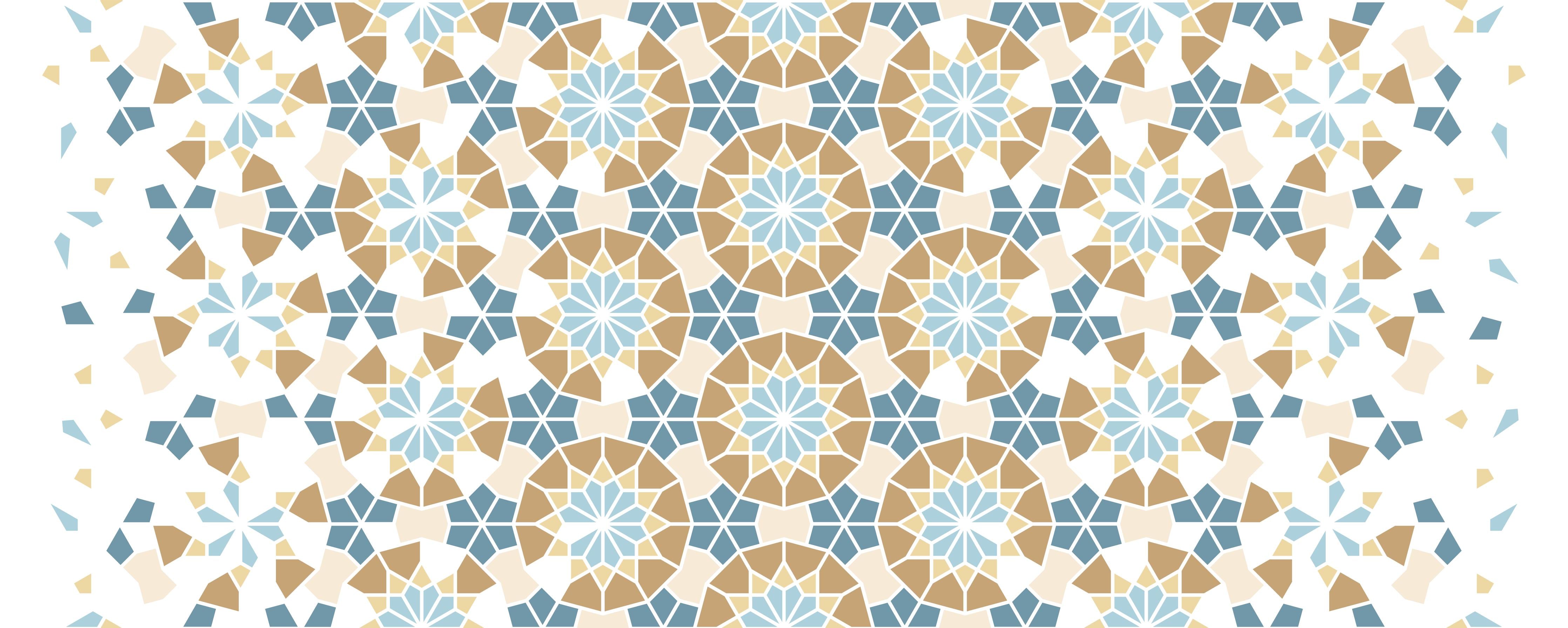 Küchenrückwand-Geometrisches Muster in Blau und Beige