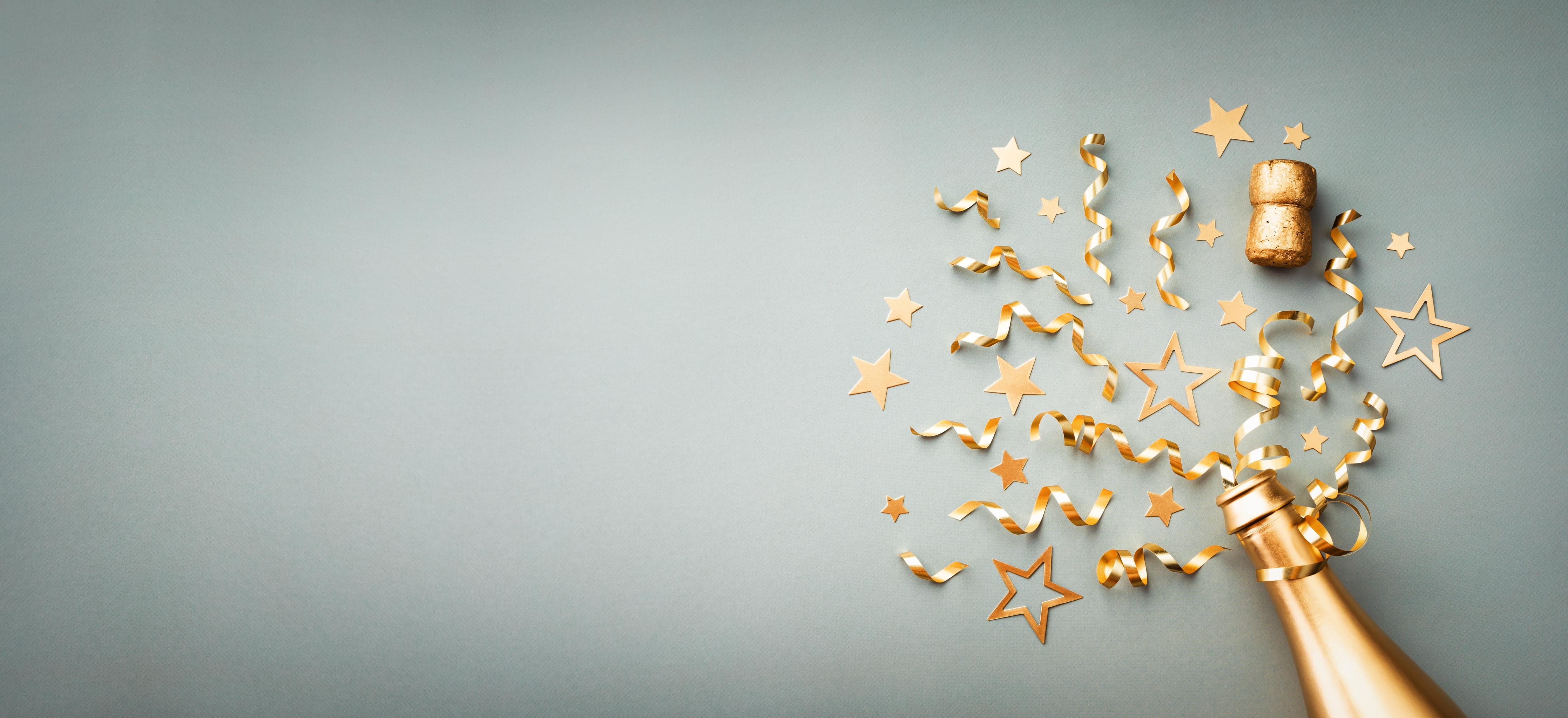 Küchenrückwand-Goldene Champagnerflasche im Sylvester design