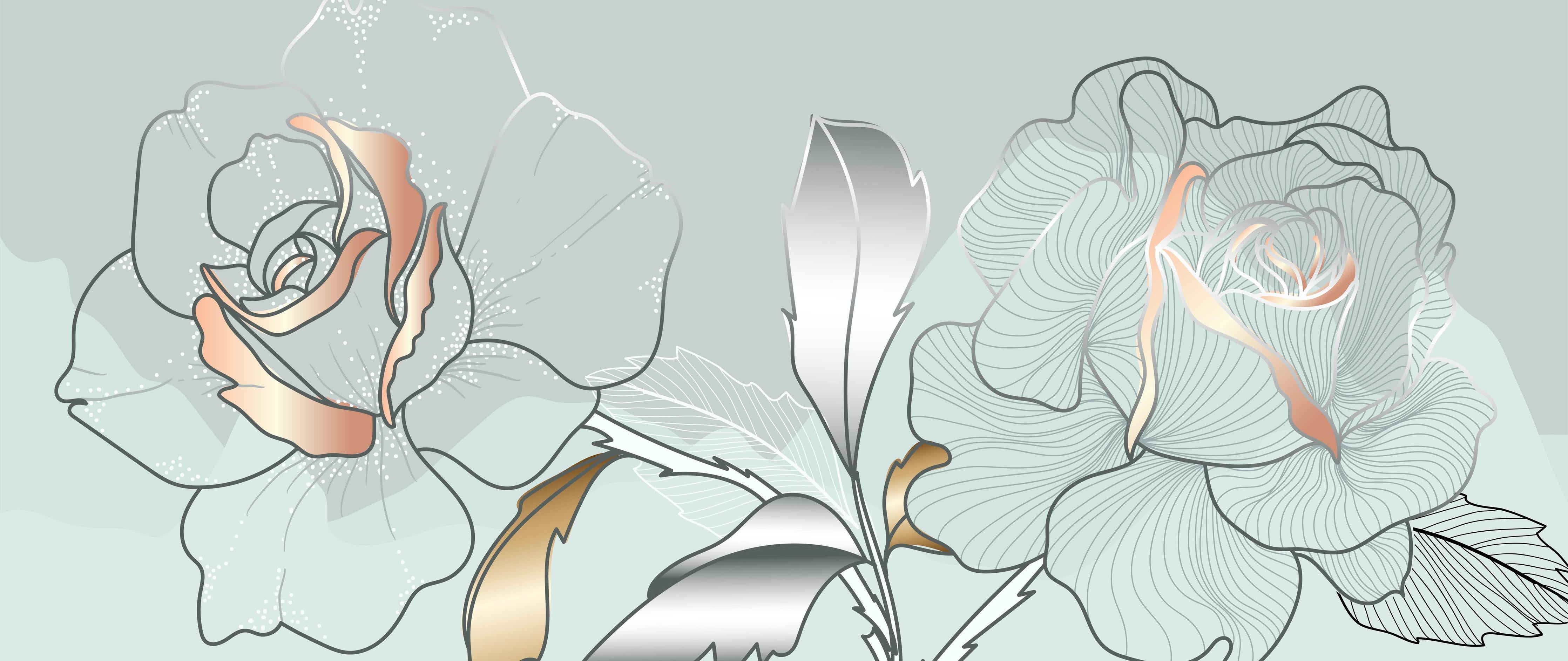 Küchenrückwand-Grau-Weiße Rosen Zeichnung Kunstwerk