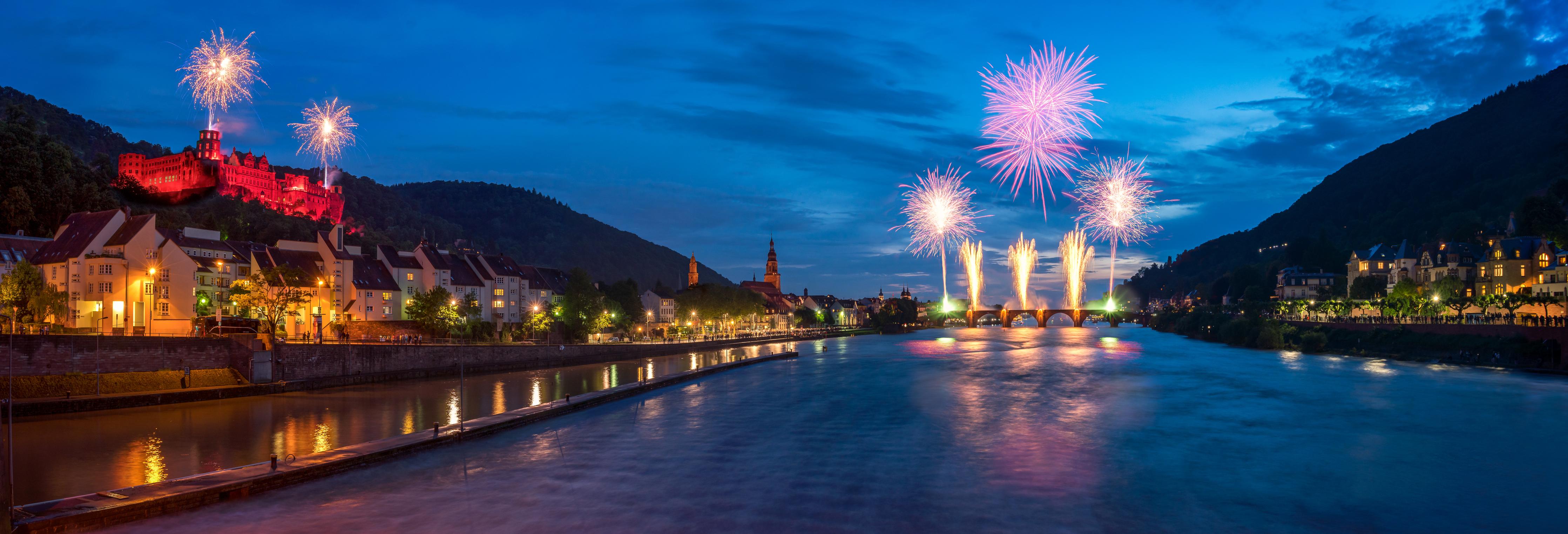 Küchenrückwand-Heidelberg Schlossbeleuchtung Panorama