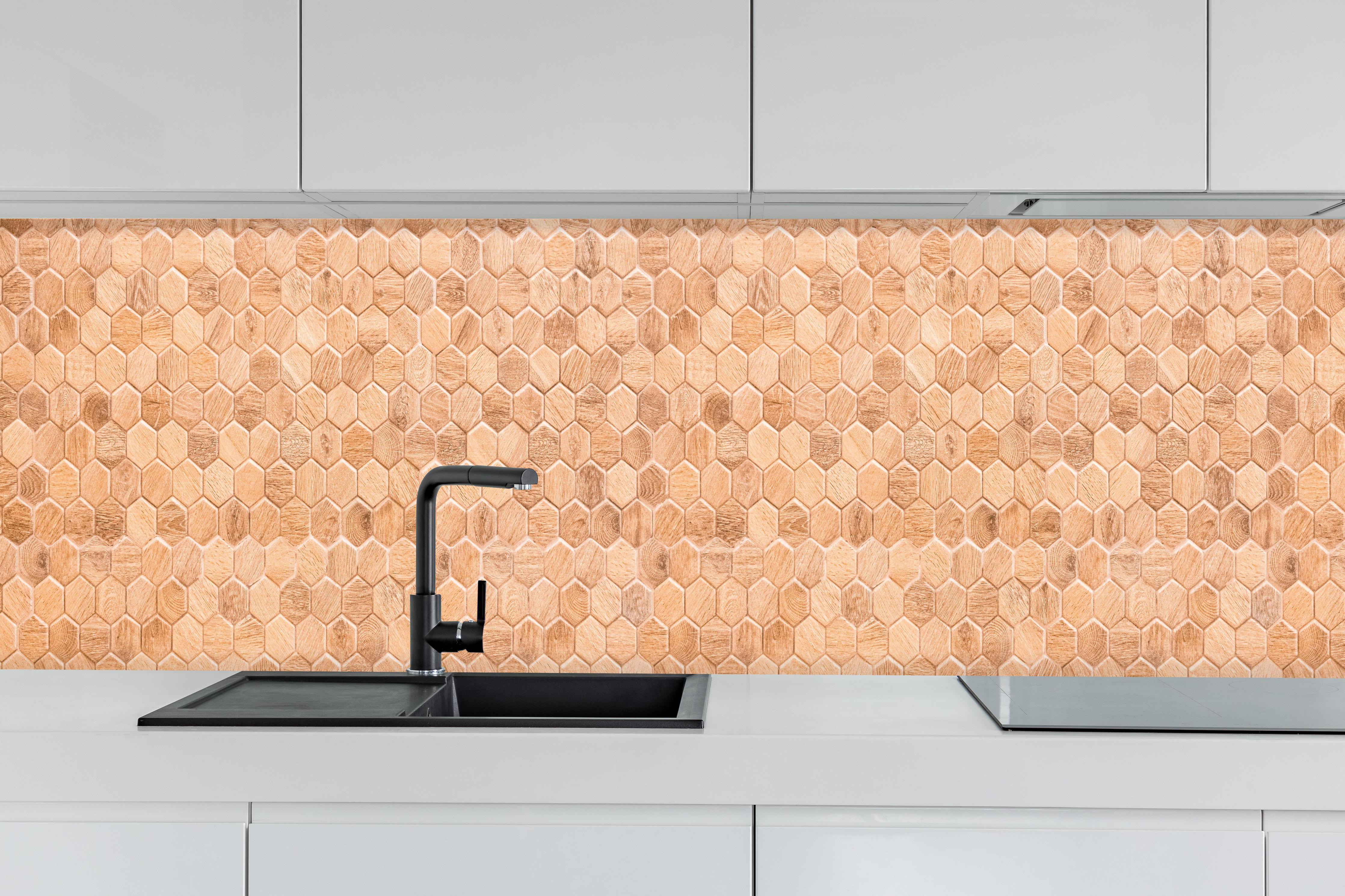 Avant Decor Selbstklebende Küchenfliesen – 30 Stück, Sechseckig, 15,2x17,5 Cm – 3D-Optik, Hitzebeständig, Einfach Anzubringen