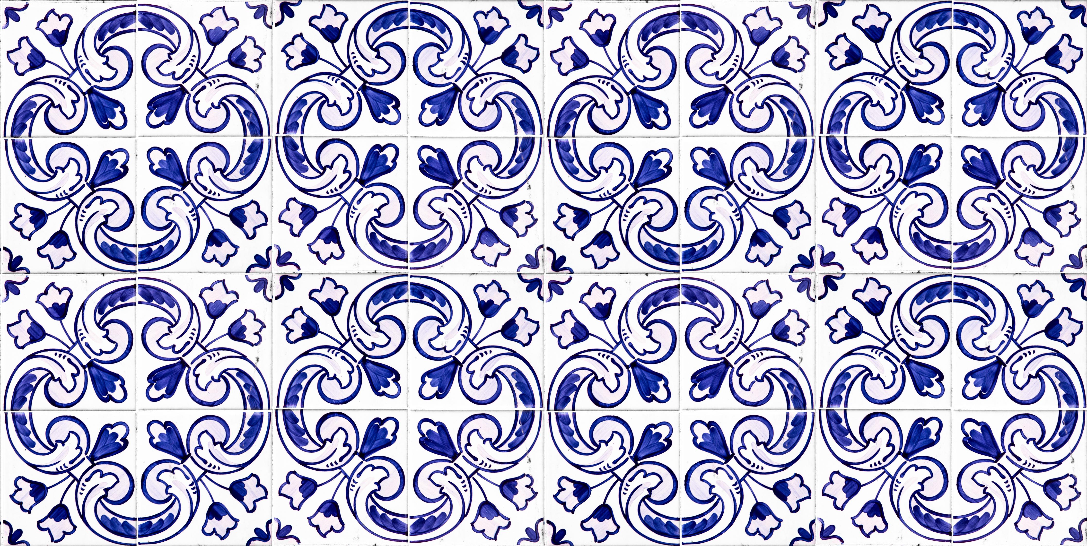 Küchenrückwand-Blau-Weiß Fliesenmuster