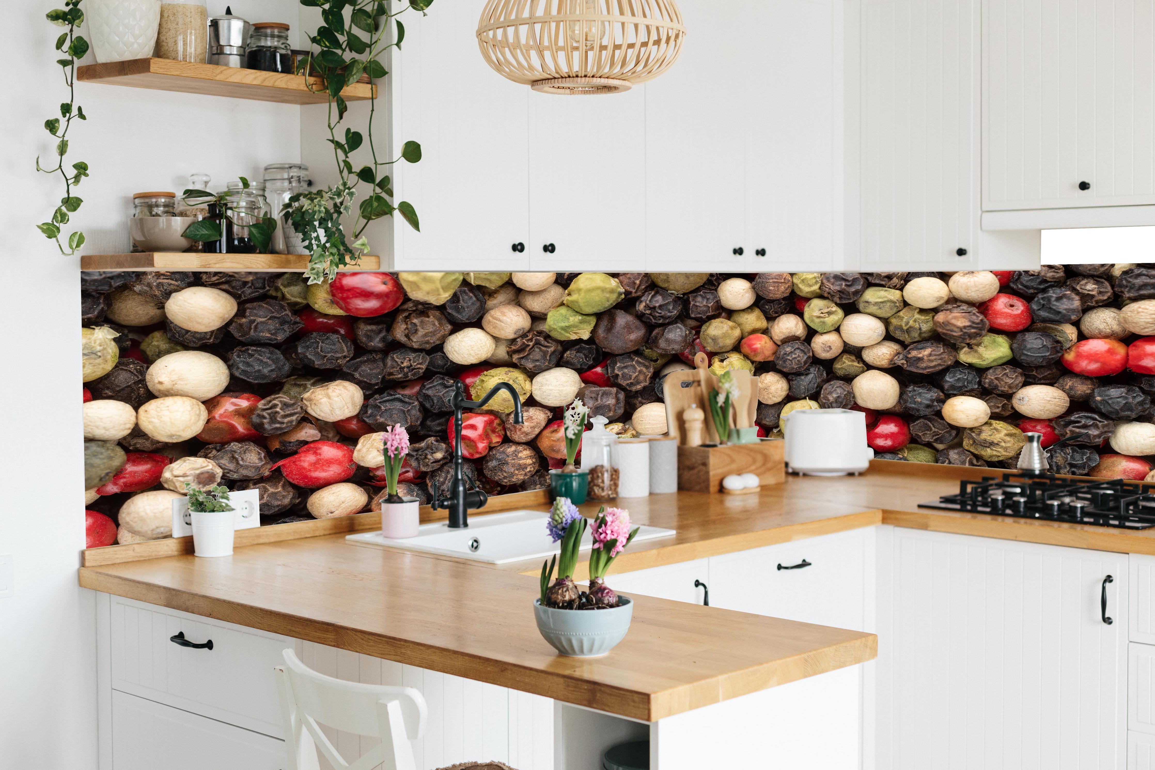 Küche - Bunter Pfeffer Textur in lebendiger Küche mit bunten Blumen