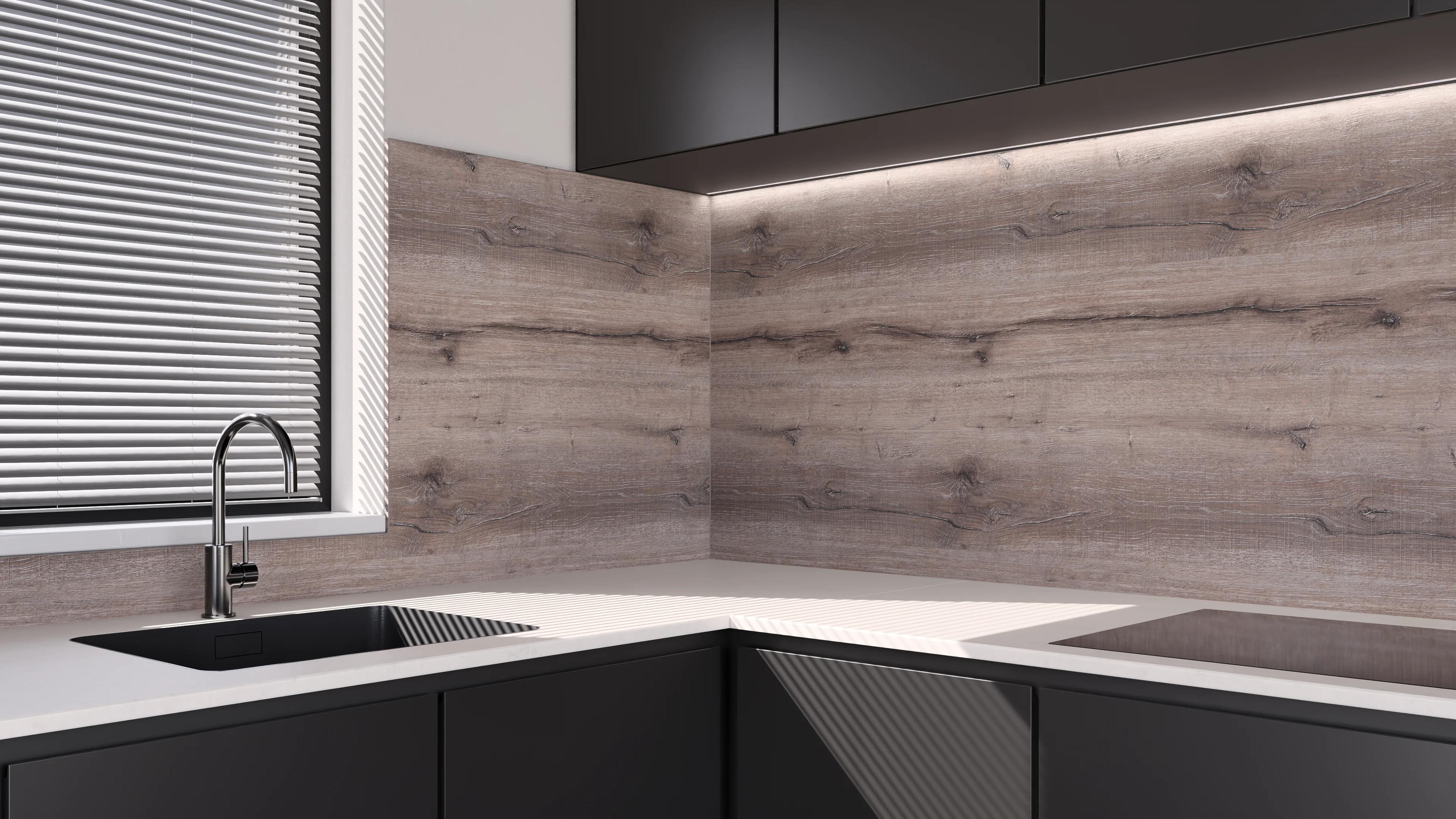 Küchenrückwand - Dark Natural Wood