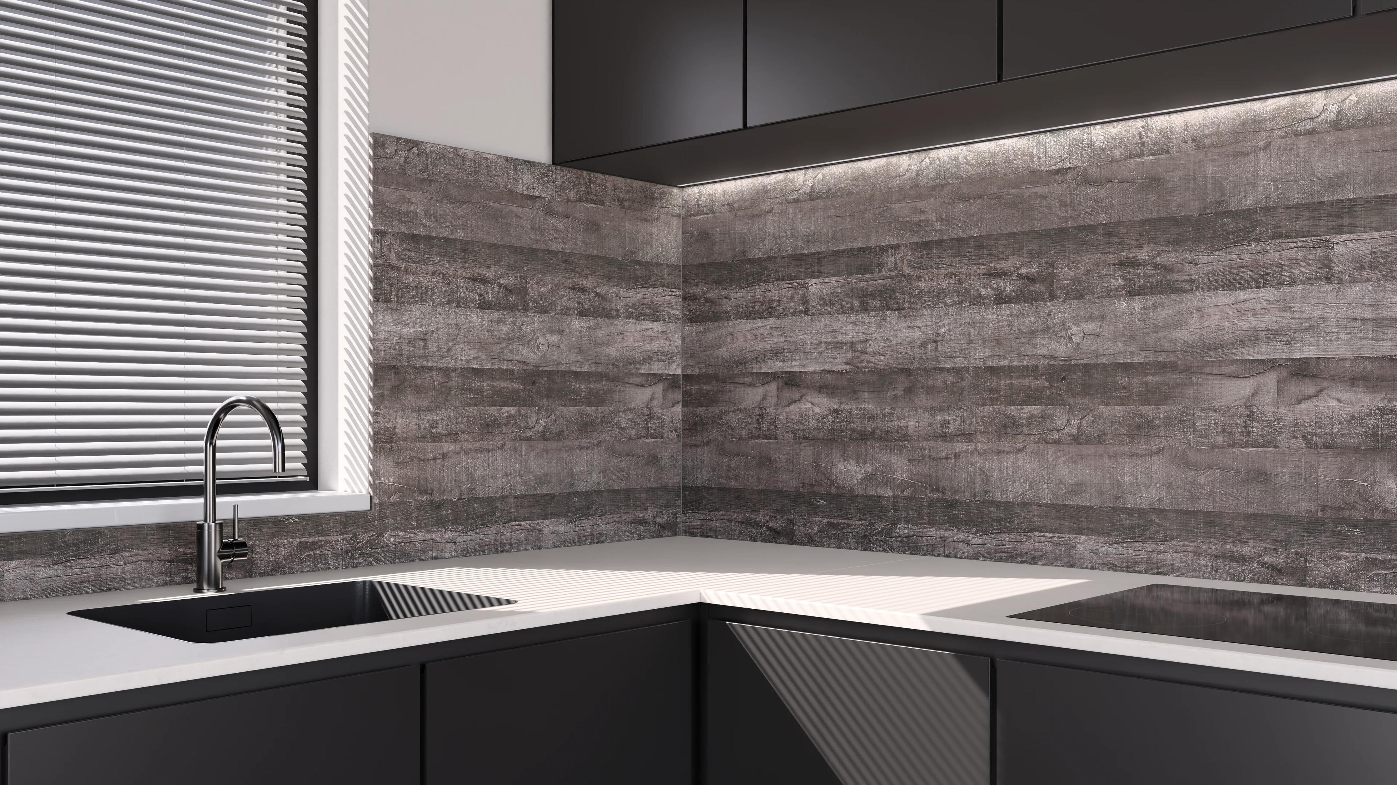 Küchenrückwand - Dark Wooden Structure