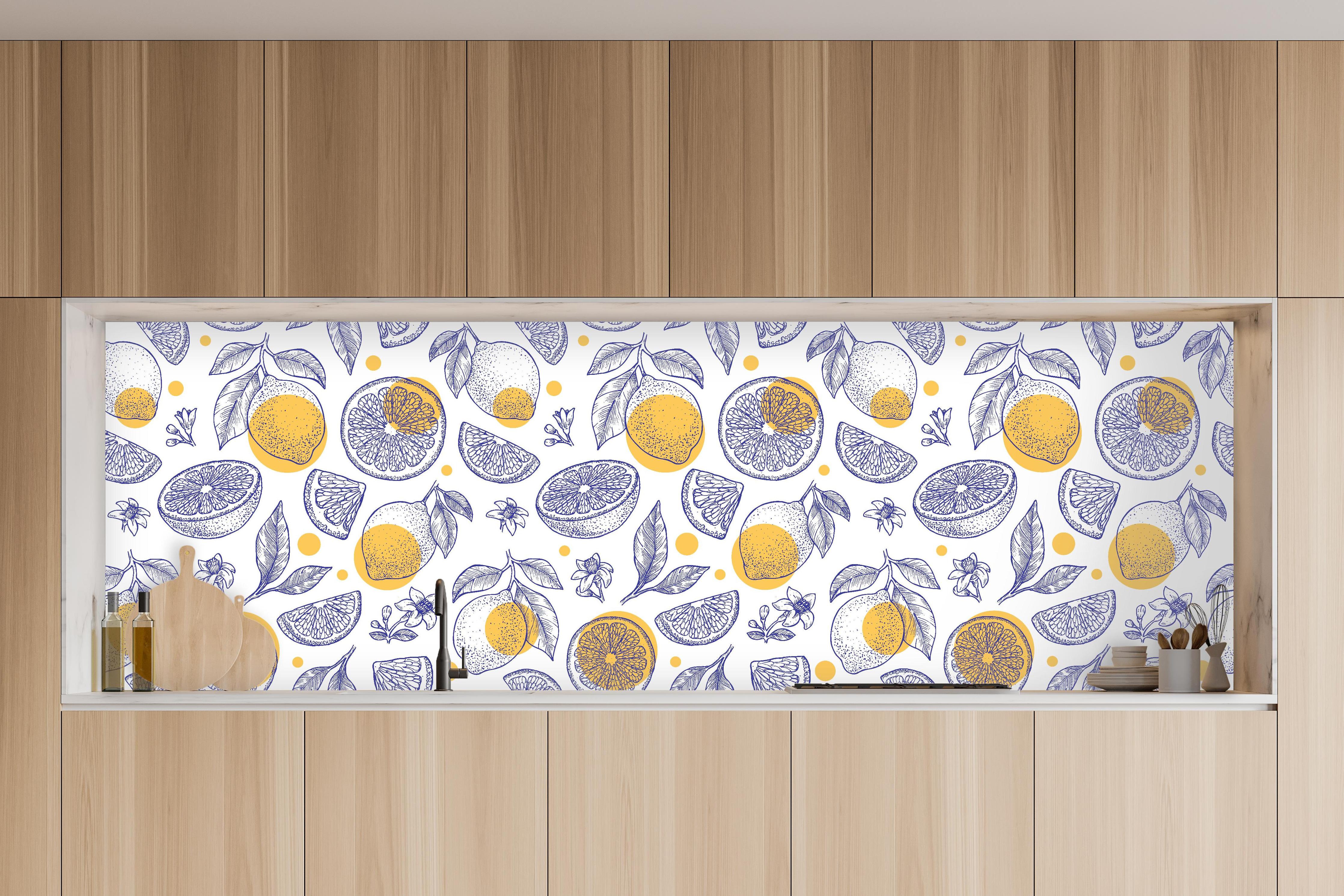 Küche - Frisches Zitronen-Design in Gelb und Weiß in charakteristischer Vollholz-Küche mit modernem Gasherd