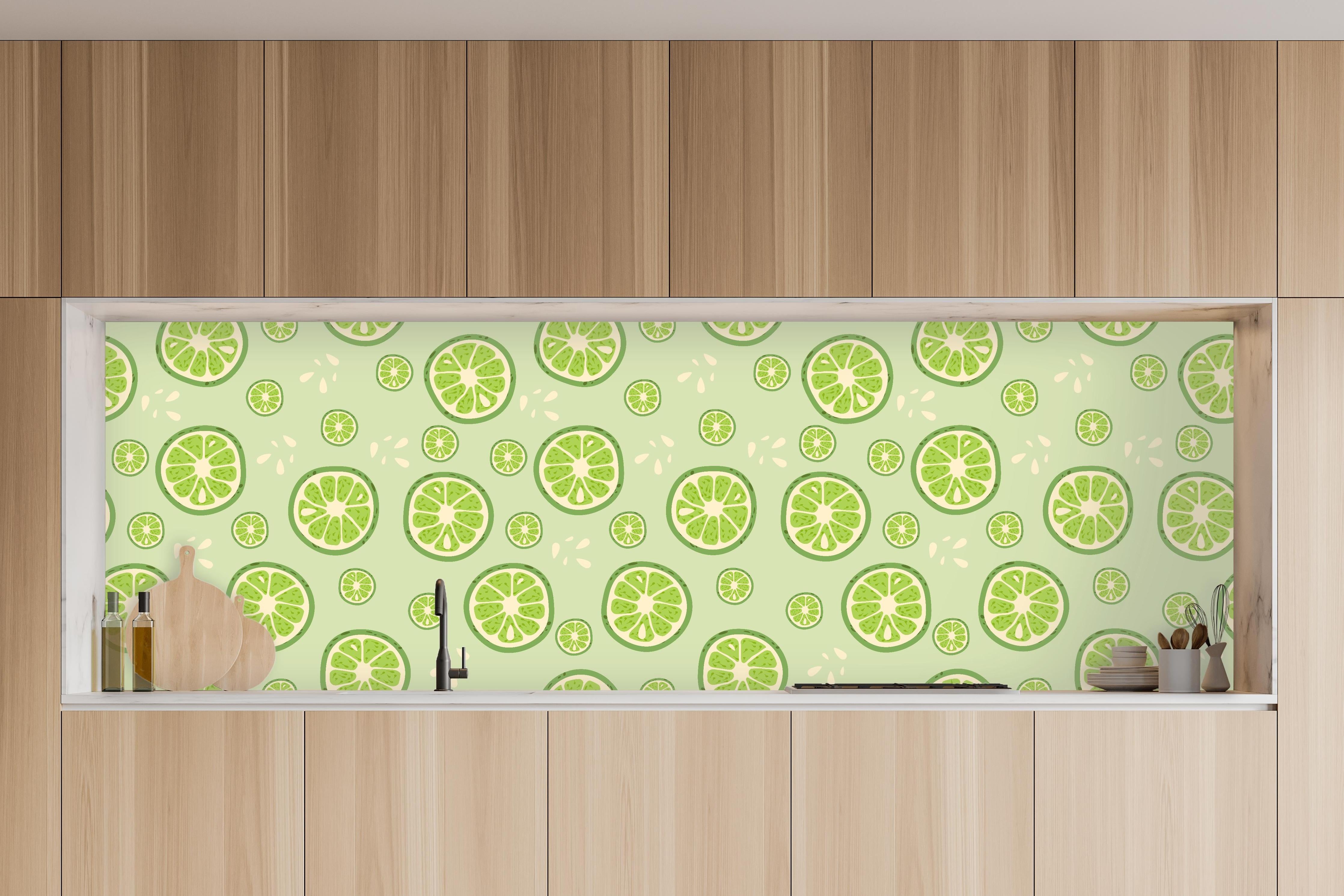Küche - Limetten-Muster Frisches Grün in charakteristischer Vollholz-Küche mit modernem Gasherd