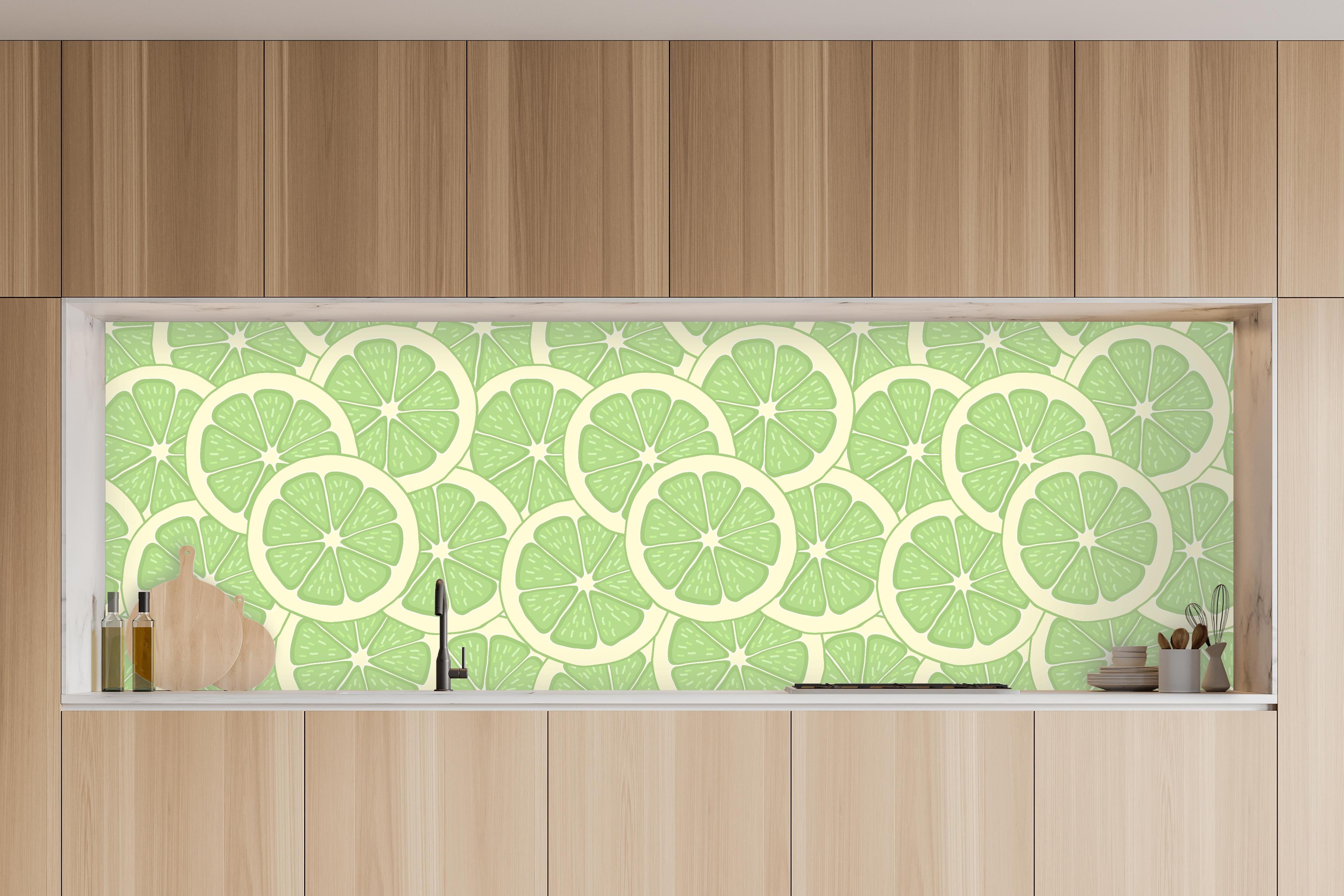 Küche - Limetten-Muster Grün in charakteristischer Vollholz-Küche mit modernem Gasherd