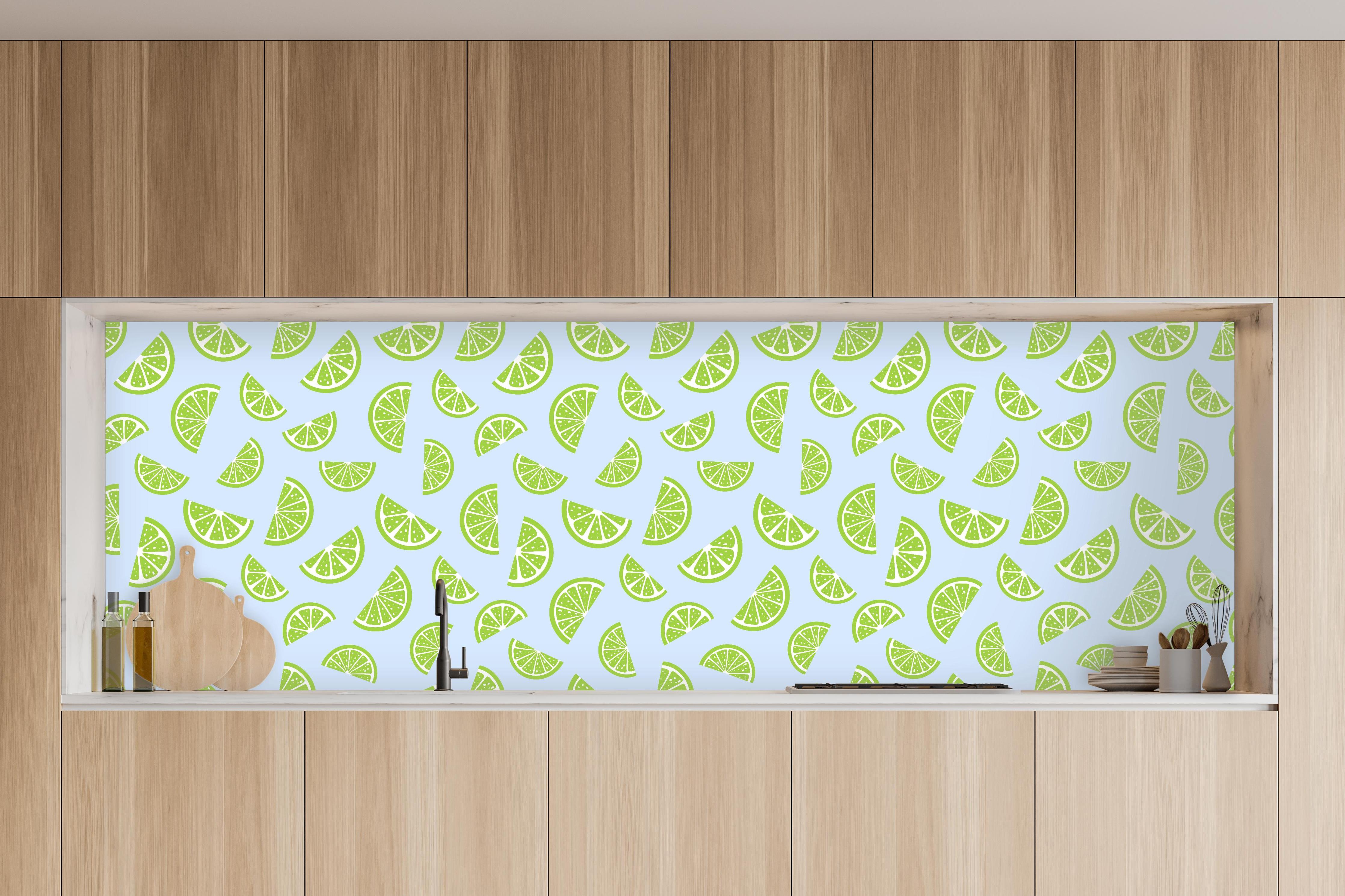Küche - Limettenmuster Mintgrün in charakteristischer Vollholz-Küche mit modernem Gasherd