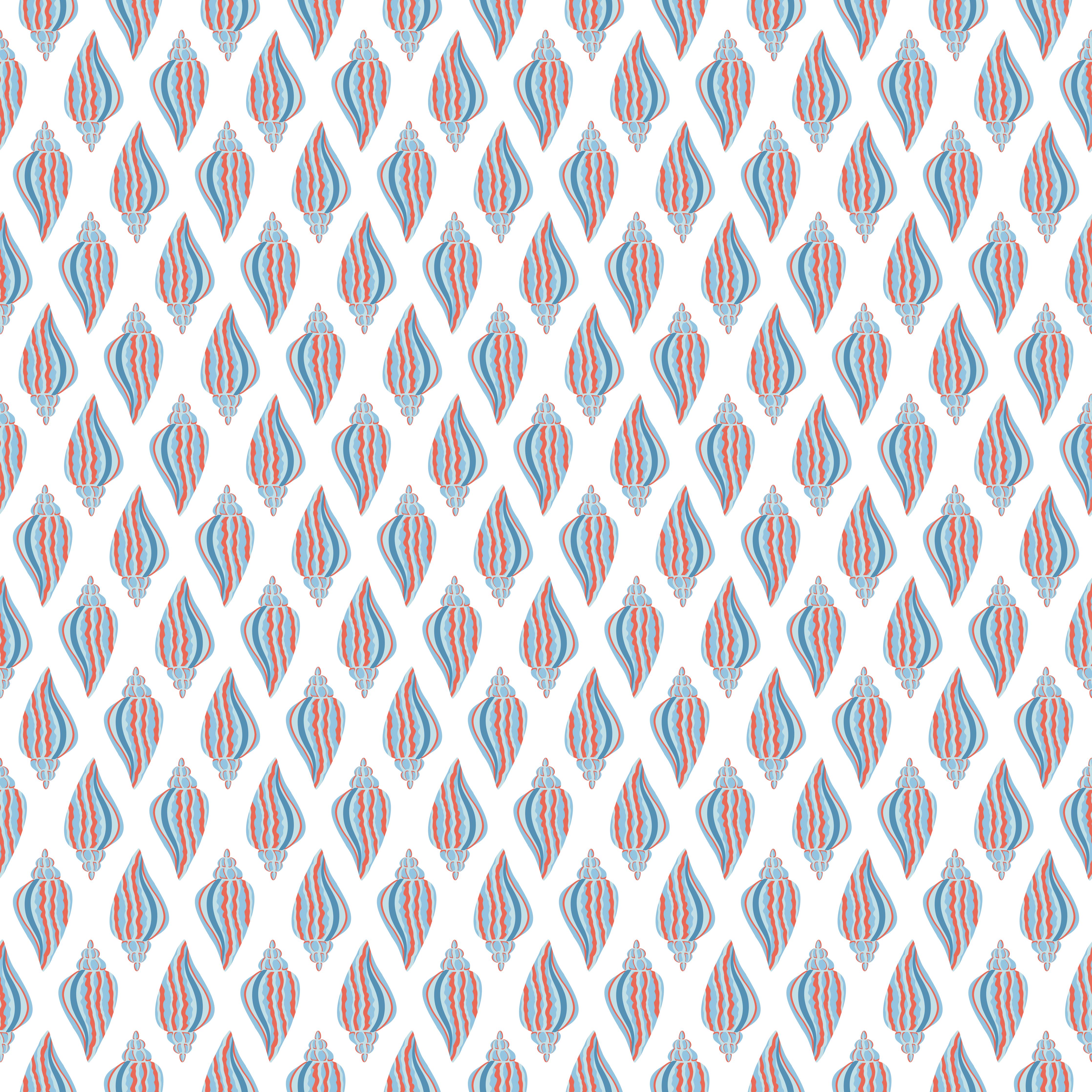 Küchenrückwand-Maritime Muscheln Weiß-Blau-Rot