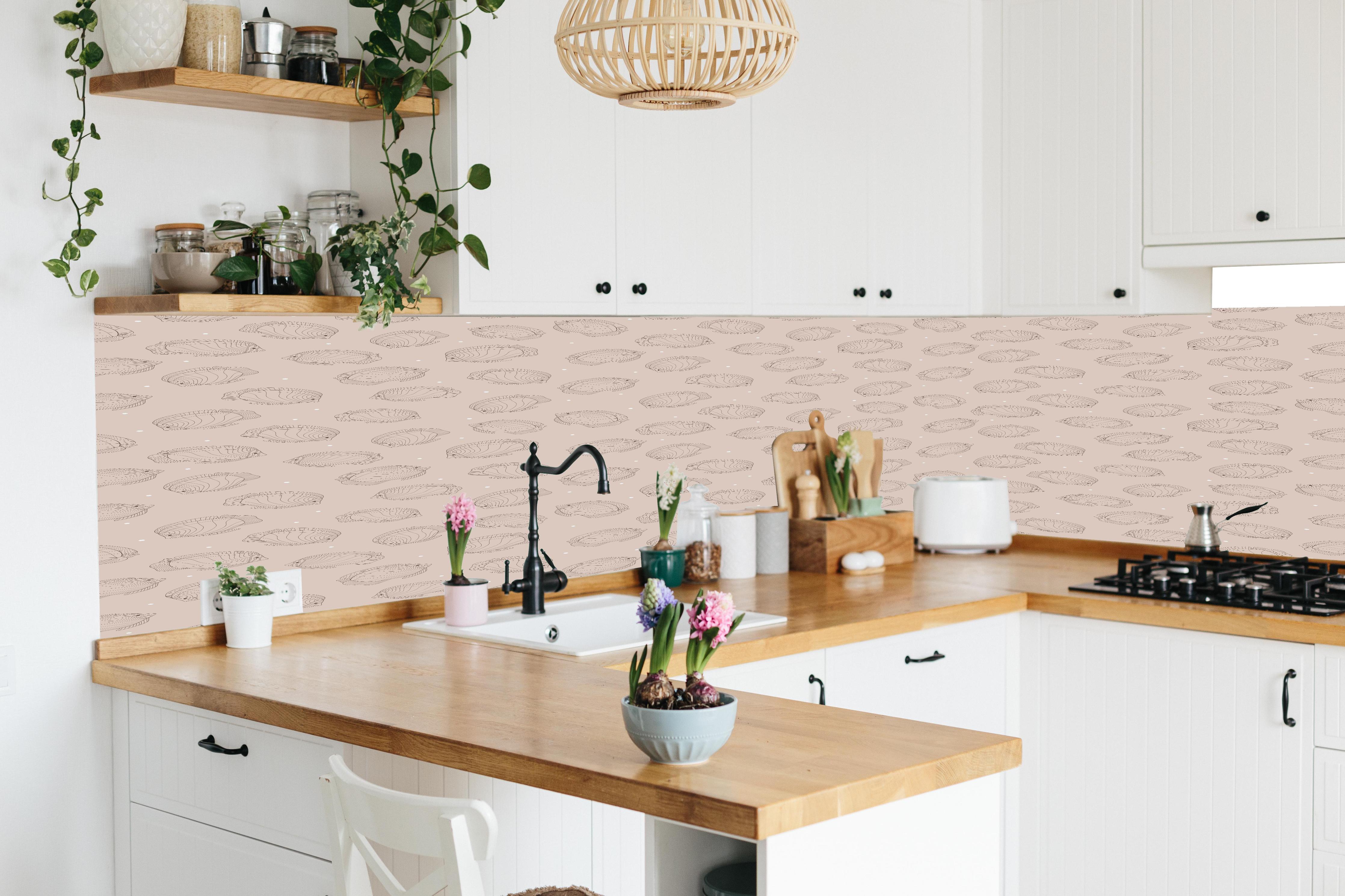 Küche - Minimalistische Fische Beige-Rosa in lebendiger Küche mit bunten Blumen