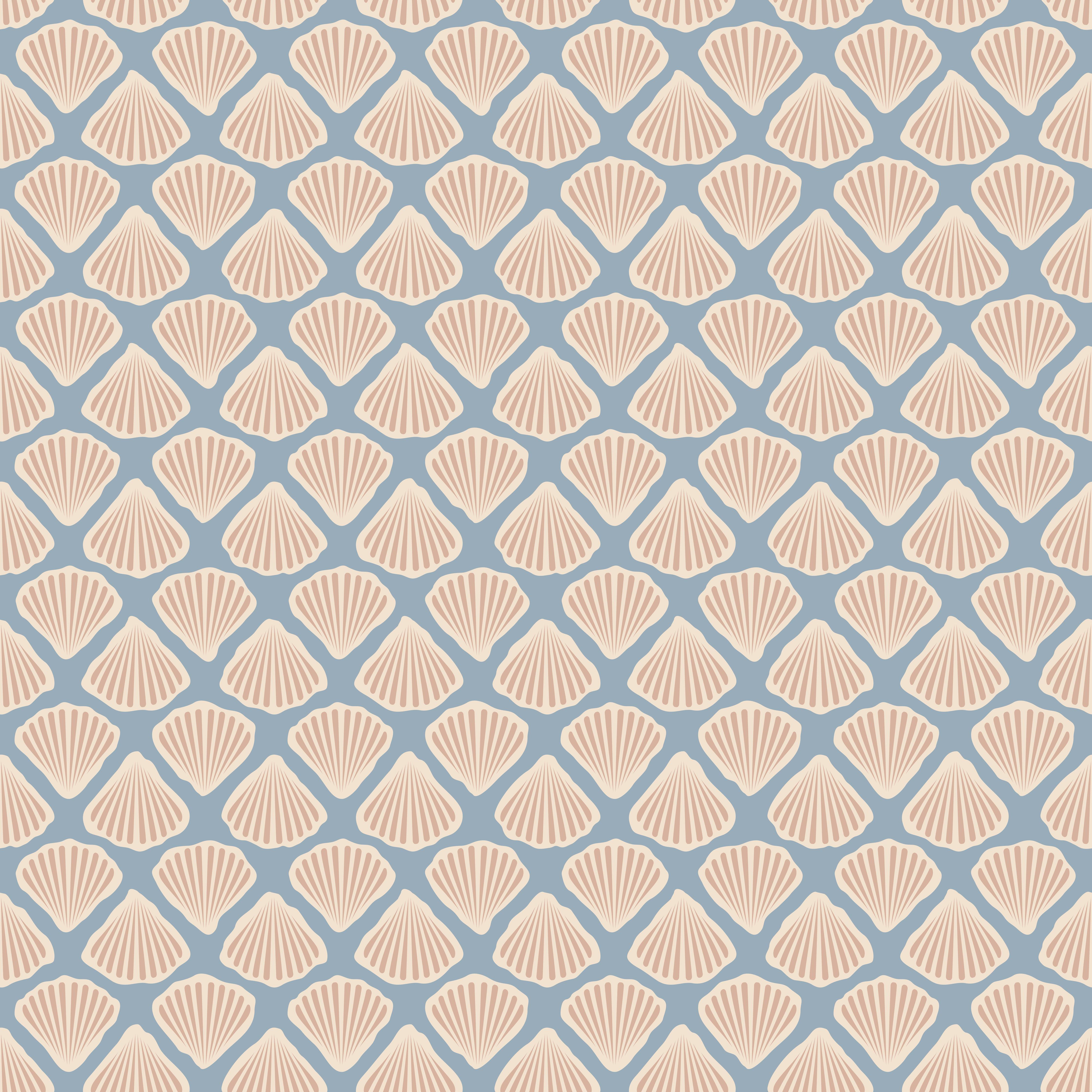 Küchenrückwand-Muschel-Muster Türkis-Beige Tapete