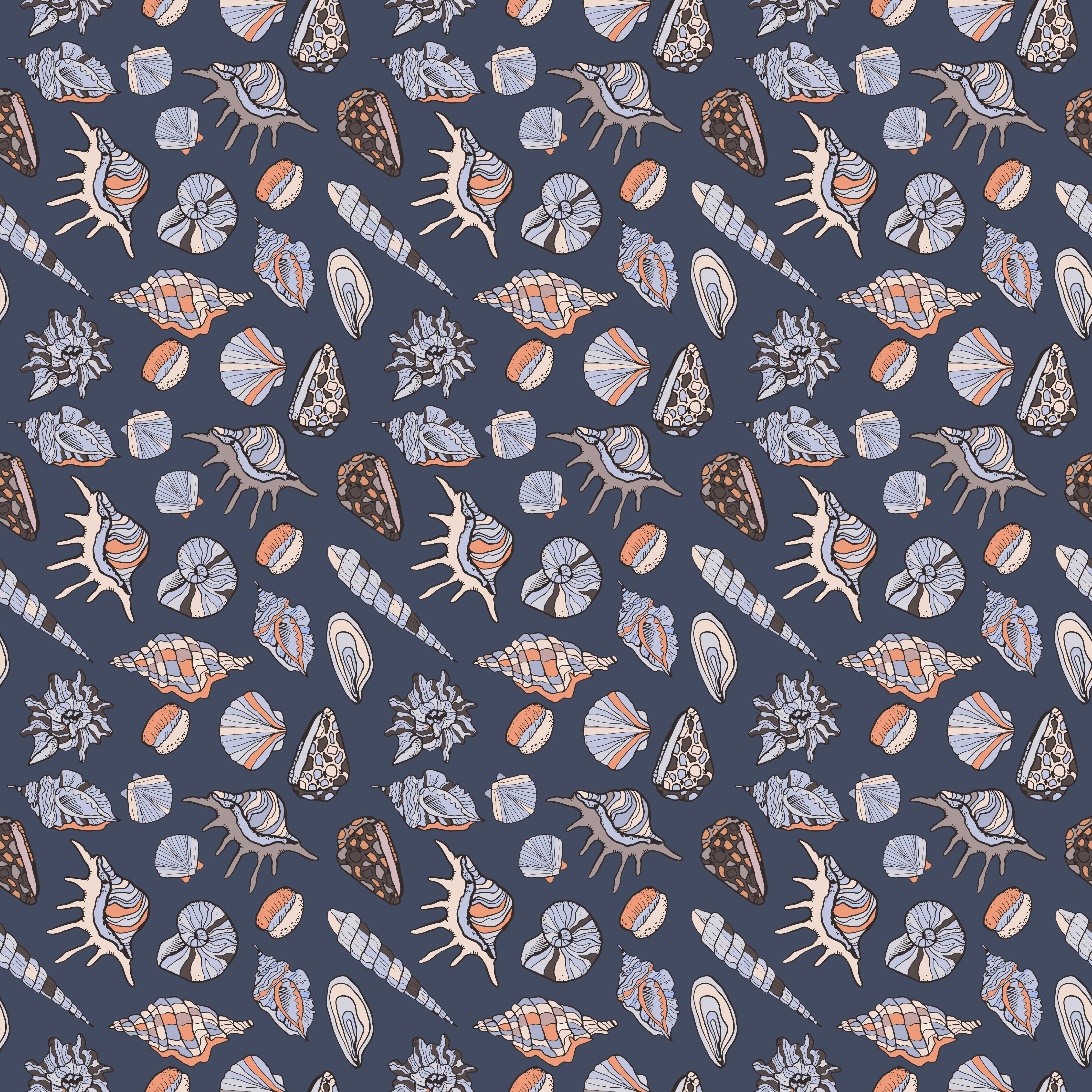 Küchenrückwand-Muschelmuster Navy Beige Orange