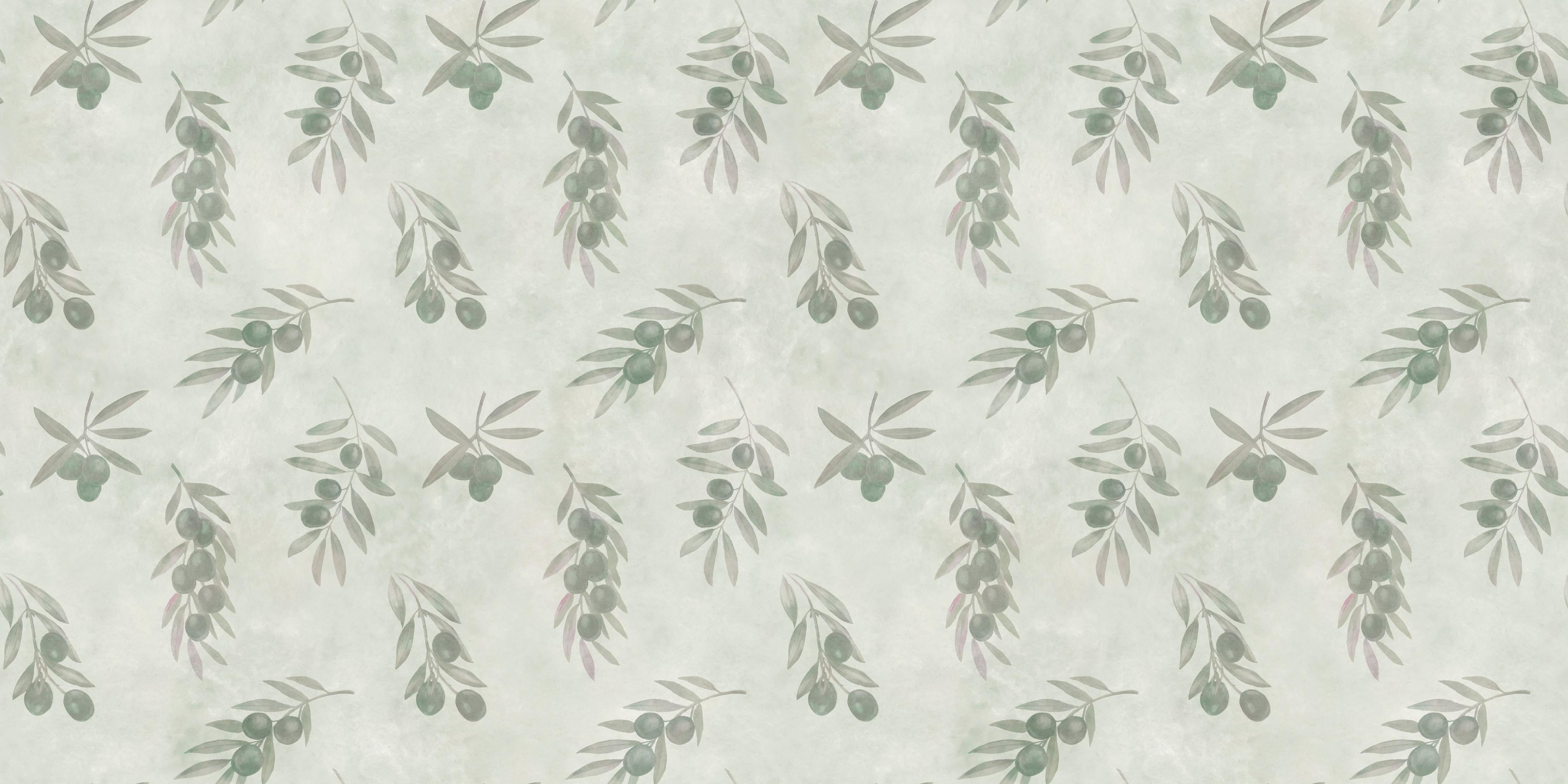 Küchenrückwand-Olivenzweige Grün-Beige Muster