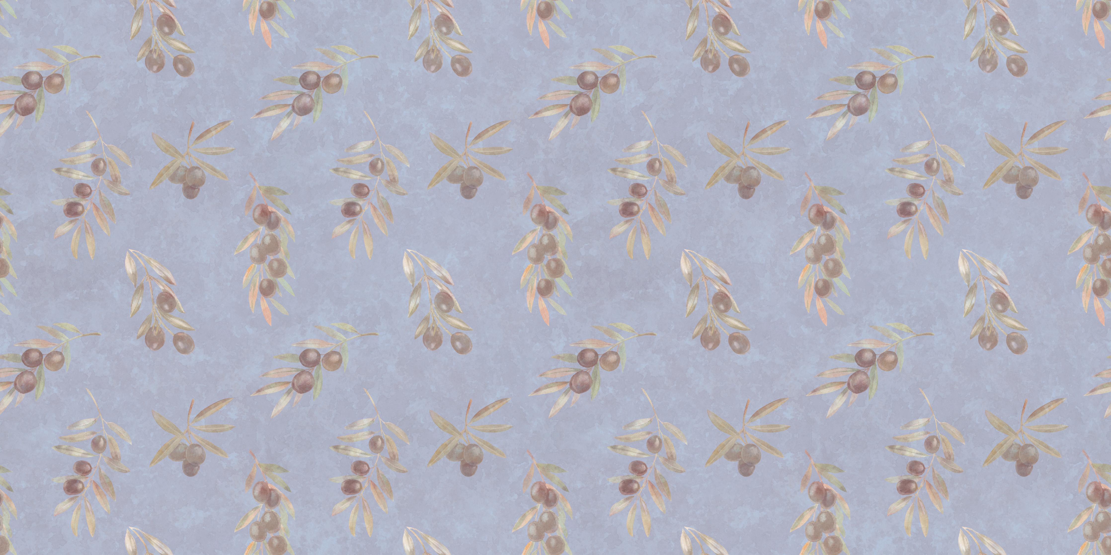 Küchenrückwand-Olivenzweige-Muster Hellblau