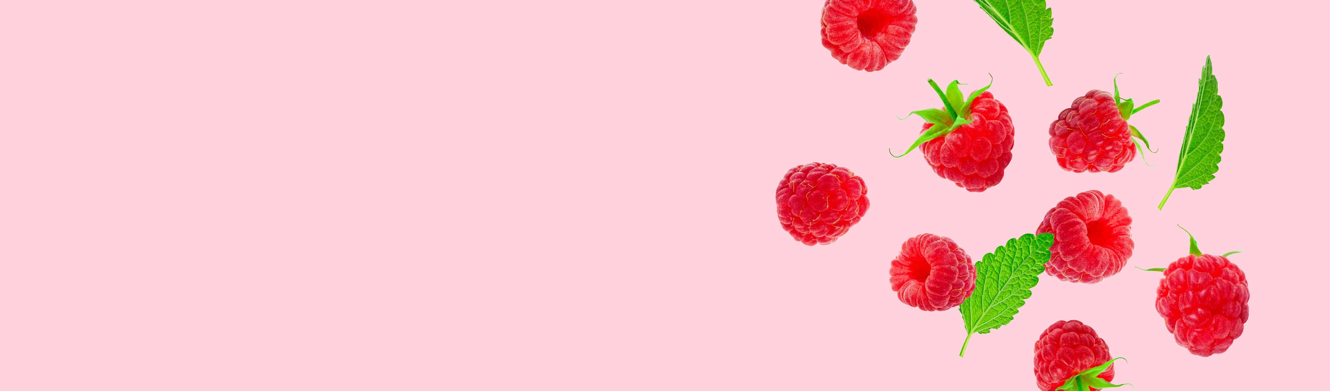 Küchenrückwand-Rosa Himbeeren mit Minze