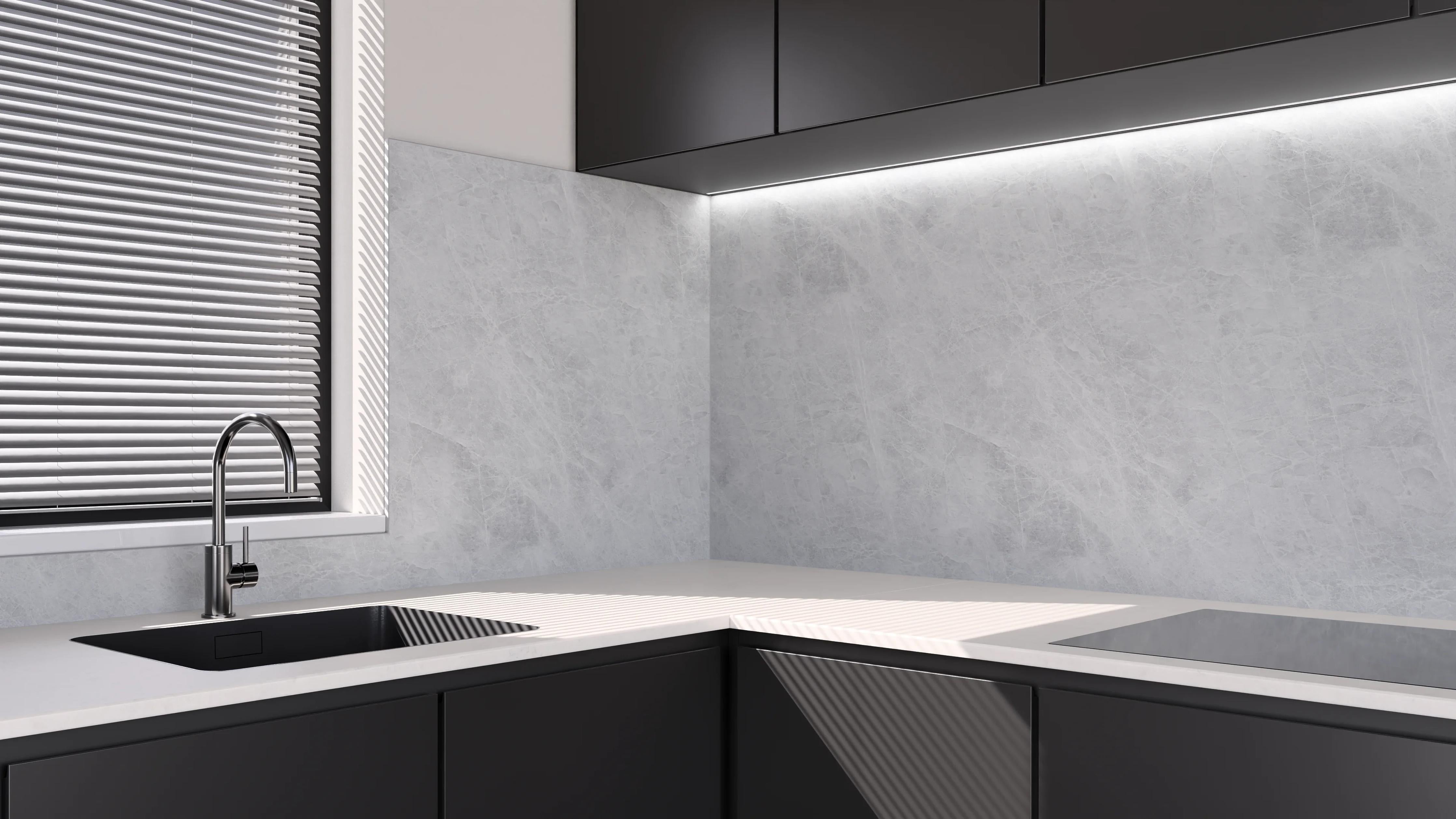 Küchenrückwand - Stone Marble Ice-Grey