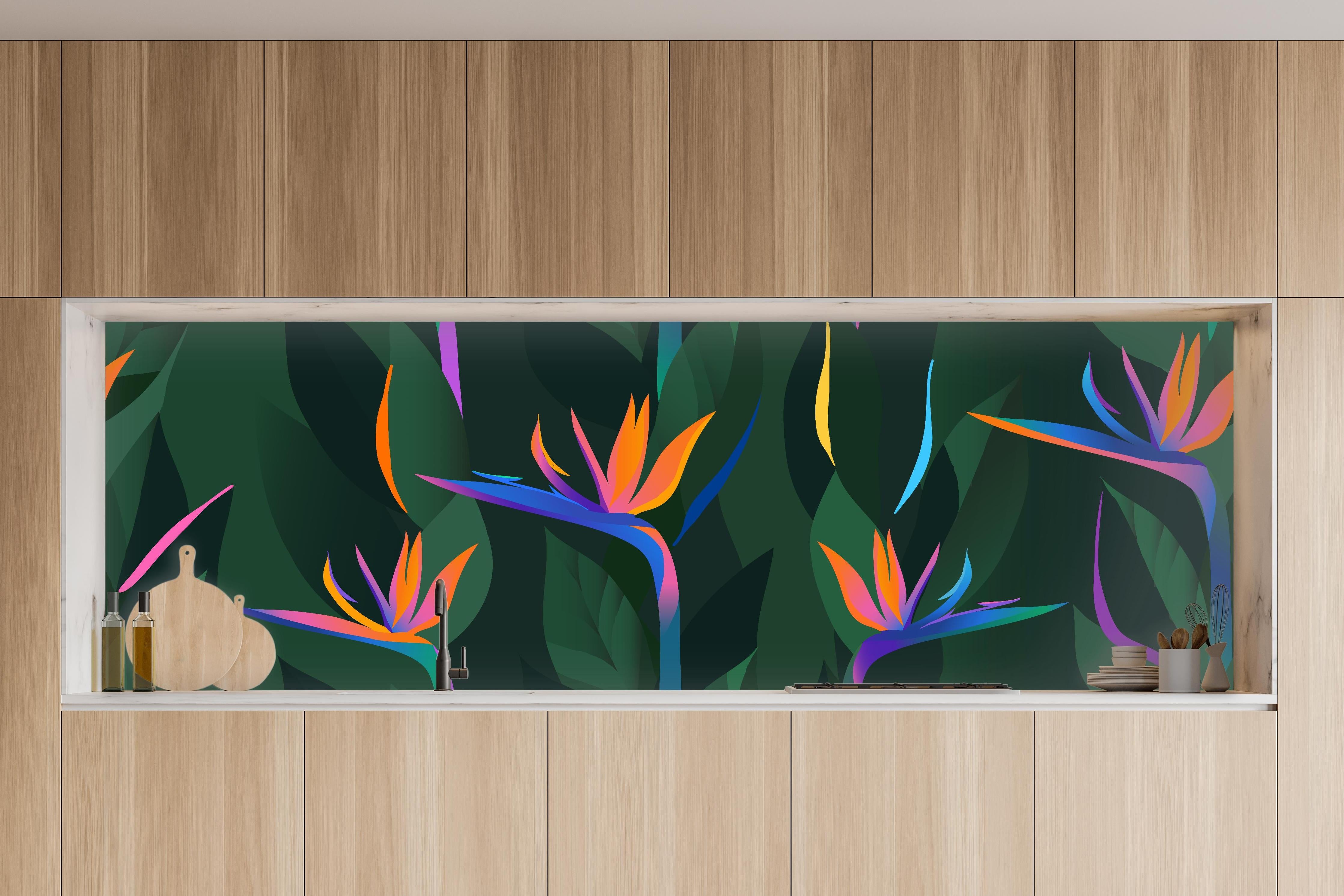 Küche - Strelitzia Tropic Grün-Orange in charakteristischer Vollholz-Küche mit modernem Gasherd