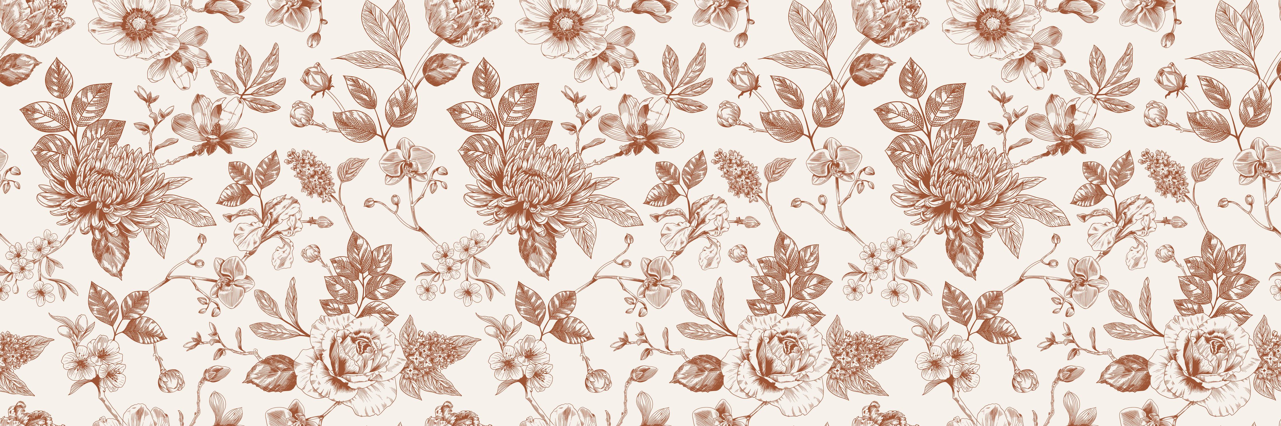 Küchenrückwand-Vintage Bloom Amber Blumenmuster