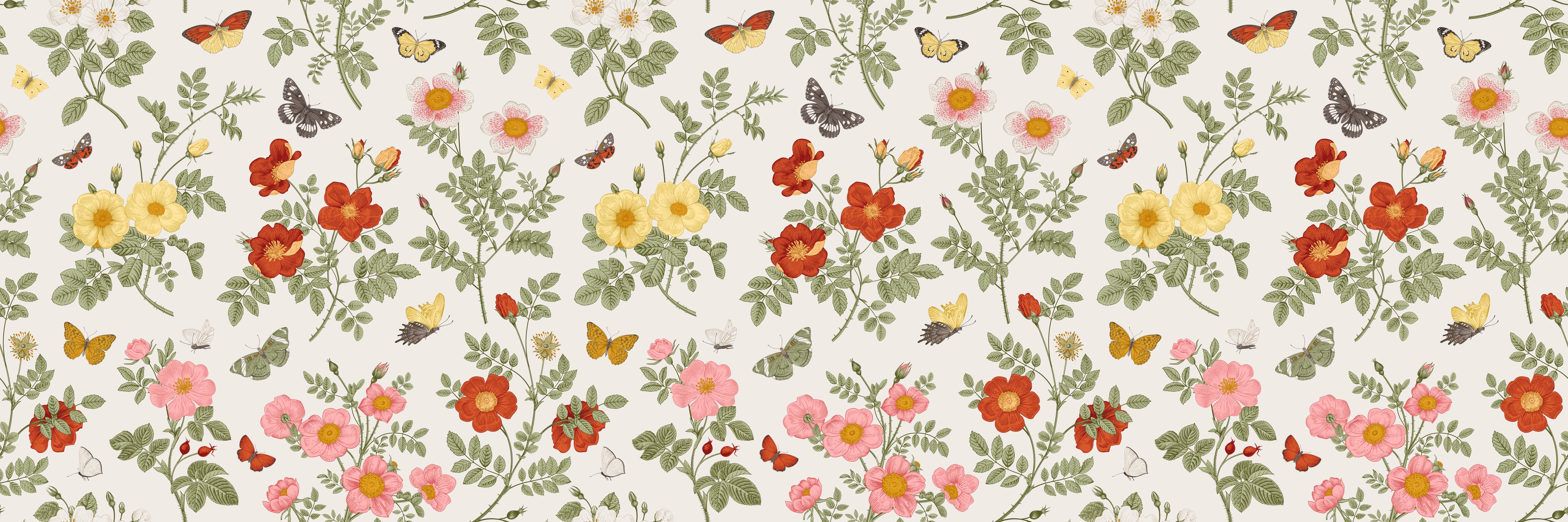 Küchenrückwand-Vintage Bloom Blumenmuster Rosa-Beige