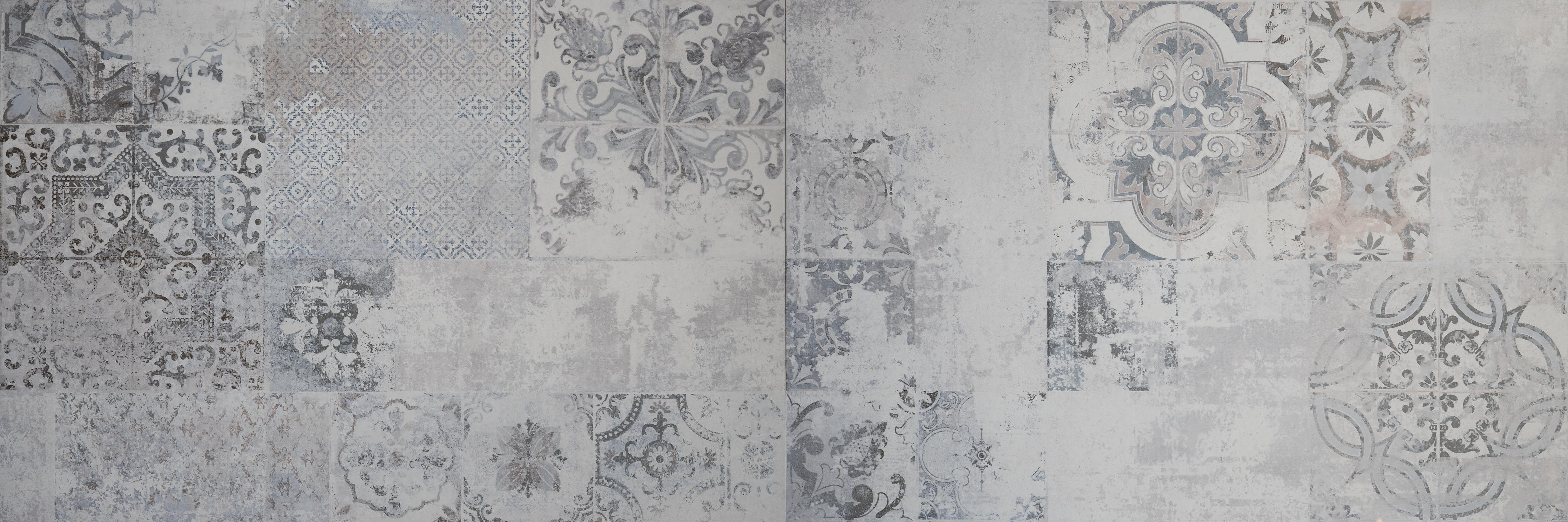 Küchenrückwand-Weiß-Grau Vintage-Fliesen