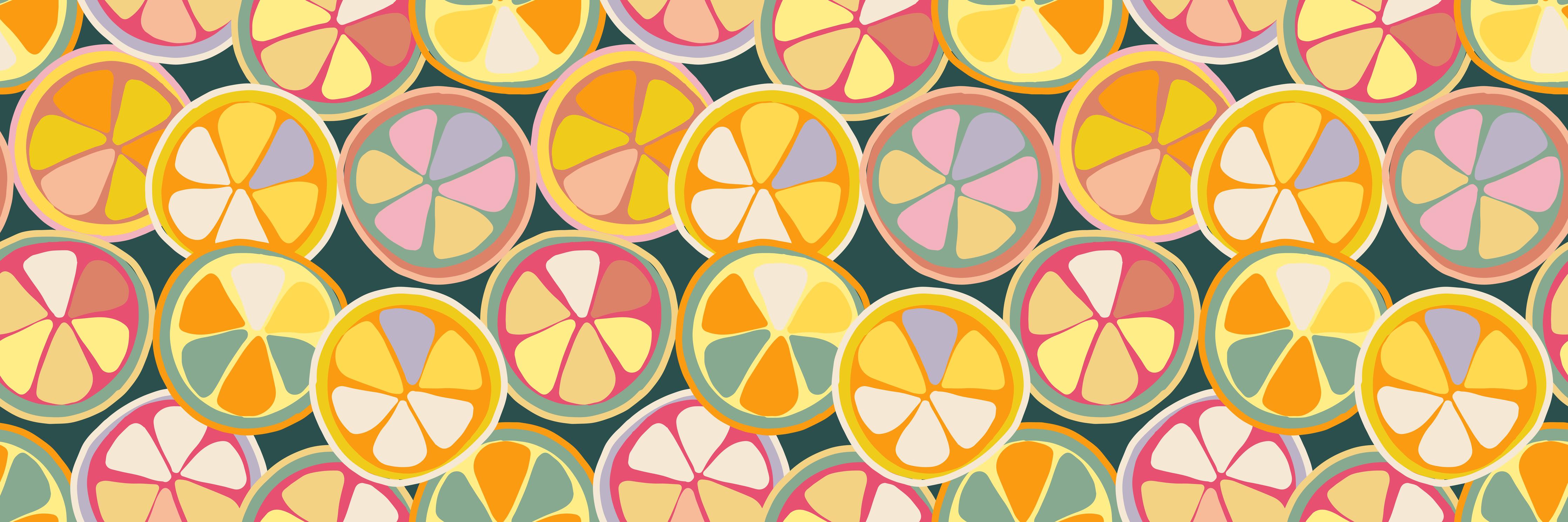 Küchenrückwand-Zitronen-Scheiben Gelb-Orange Muster