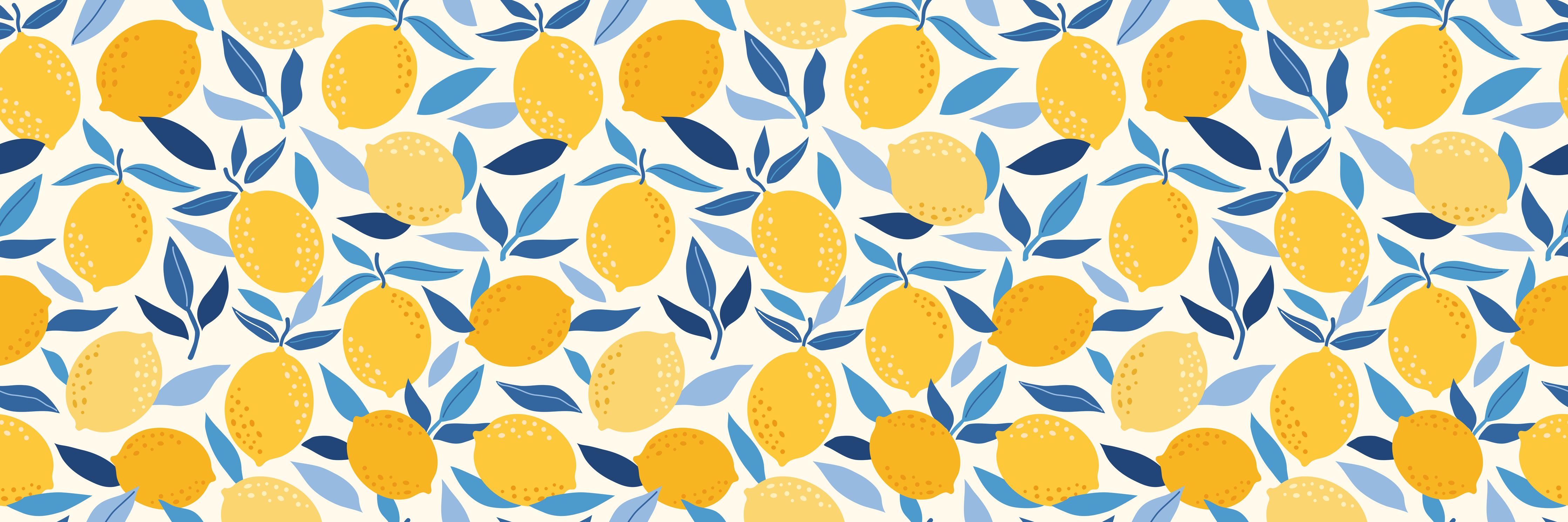 Küchenrückwand-Zitronenmuster Gelb Blau