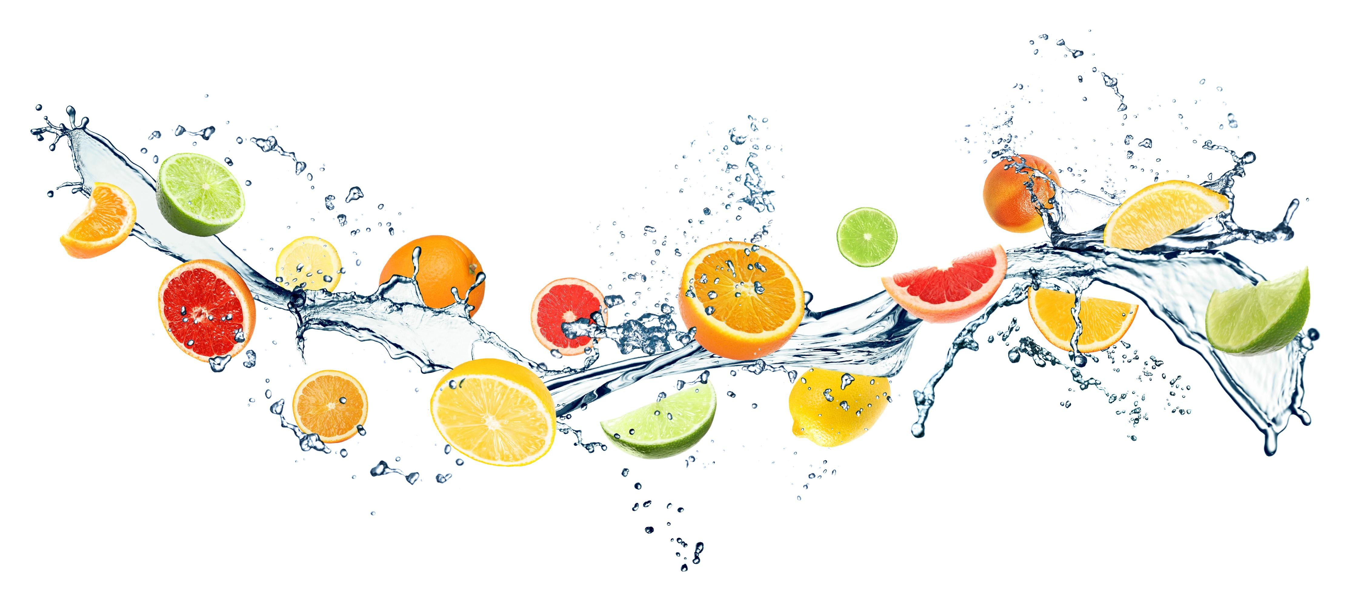 Küchenrückwand-Zitrus-Splash Weiß Gelb Grün