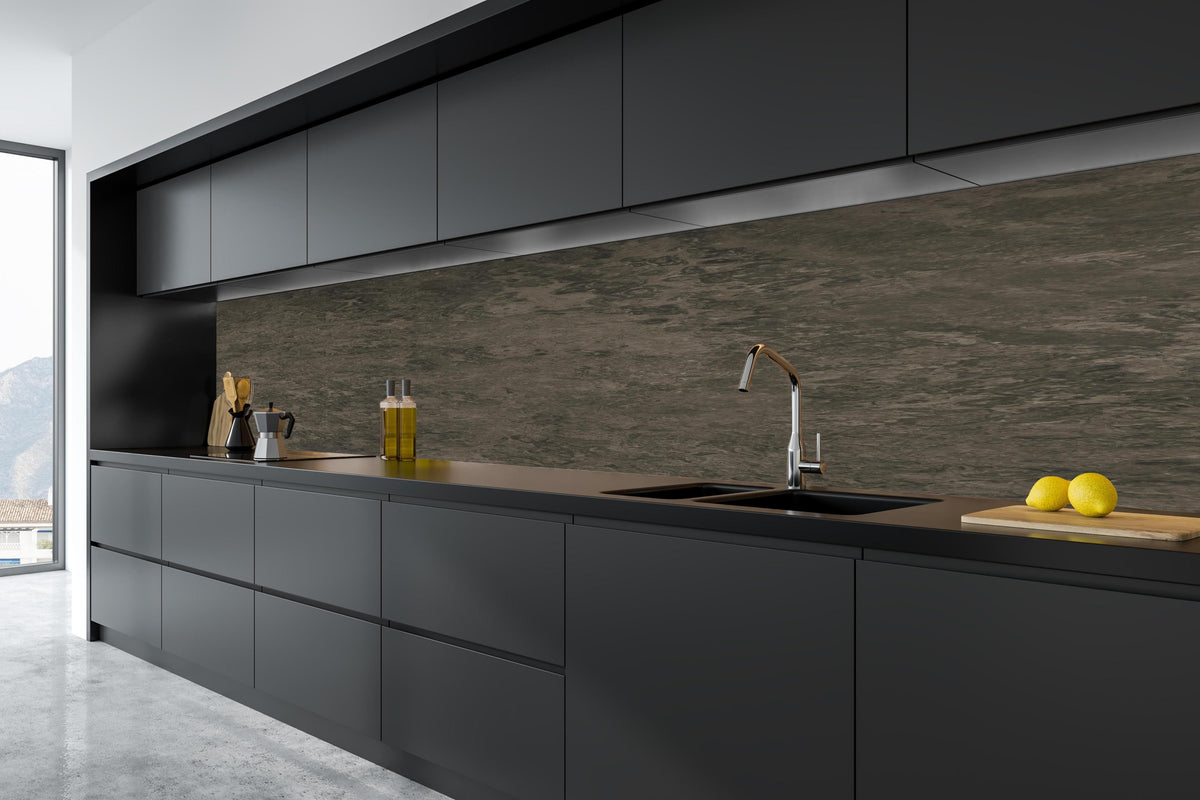 Küche - Abstrakte Schwarz-Braune Textur in tiefschwarzer matt-premium Einbauküche