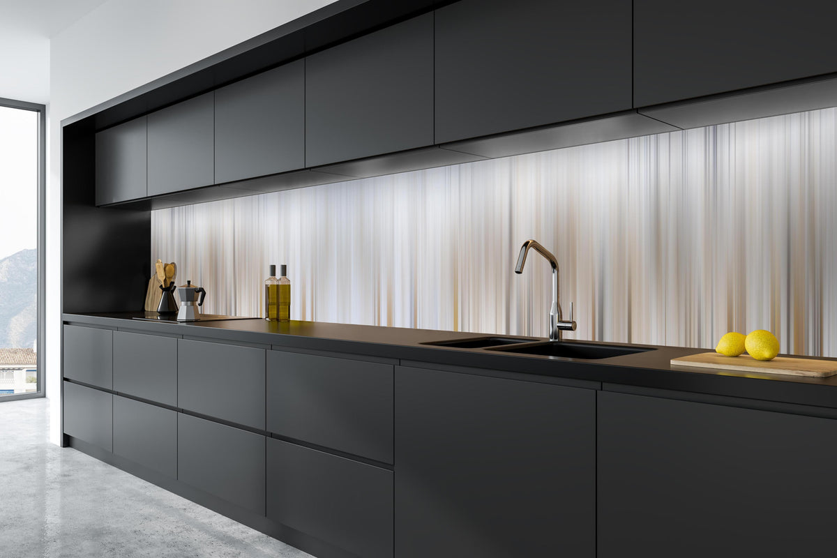 Küche - Abstrakte Vertikale Linien in tiefschwarzer matt-premium Einbauküche