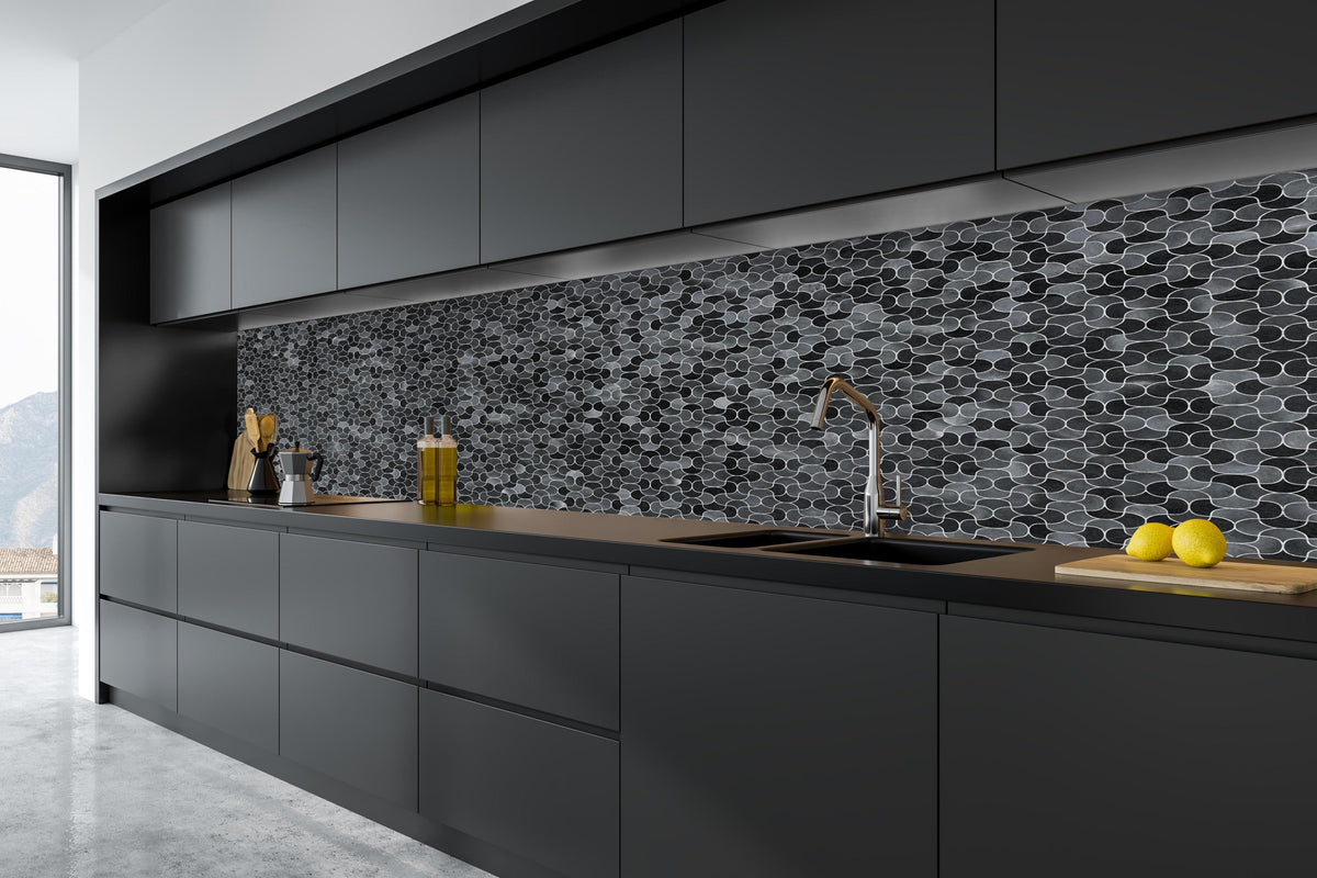 Küche - Abstrakte schwarze Pixel Mosaik Textur in tiefschwarzer matt-premium Einbauküche
