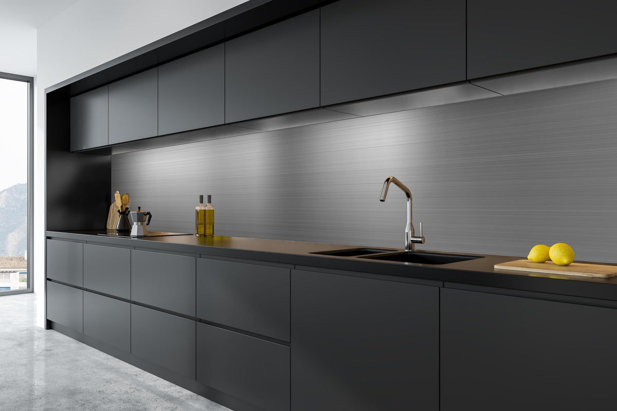 Küche - Aluminium silber gebürstet in tiefschwarzer matt-premium Einbauküche