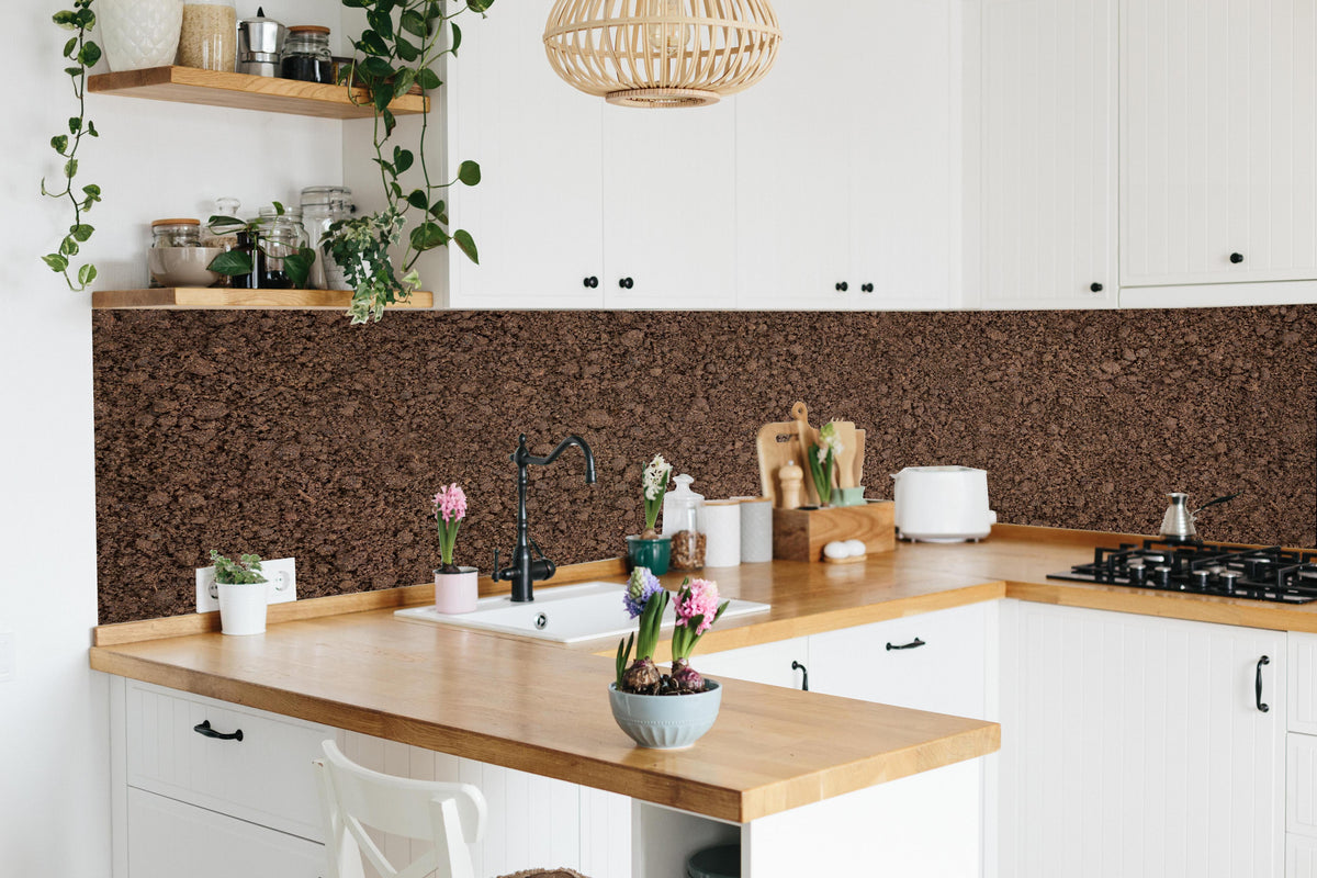 Küche - Bodentextur in Nahaufnahme in lebendiger Küche mit bunten Blumen