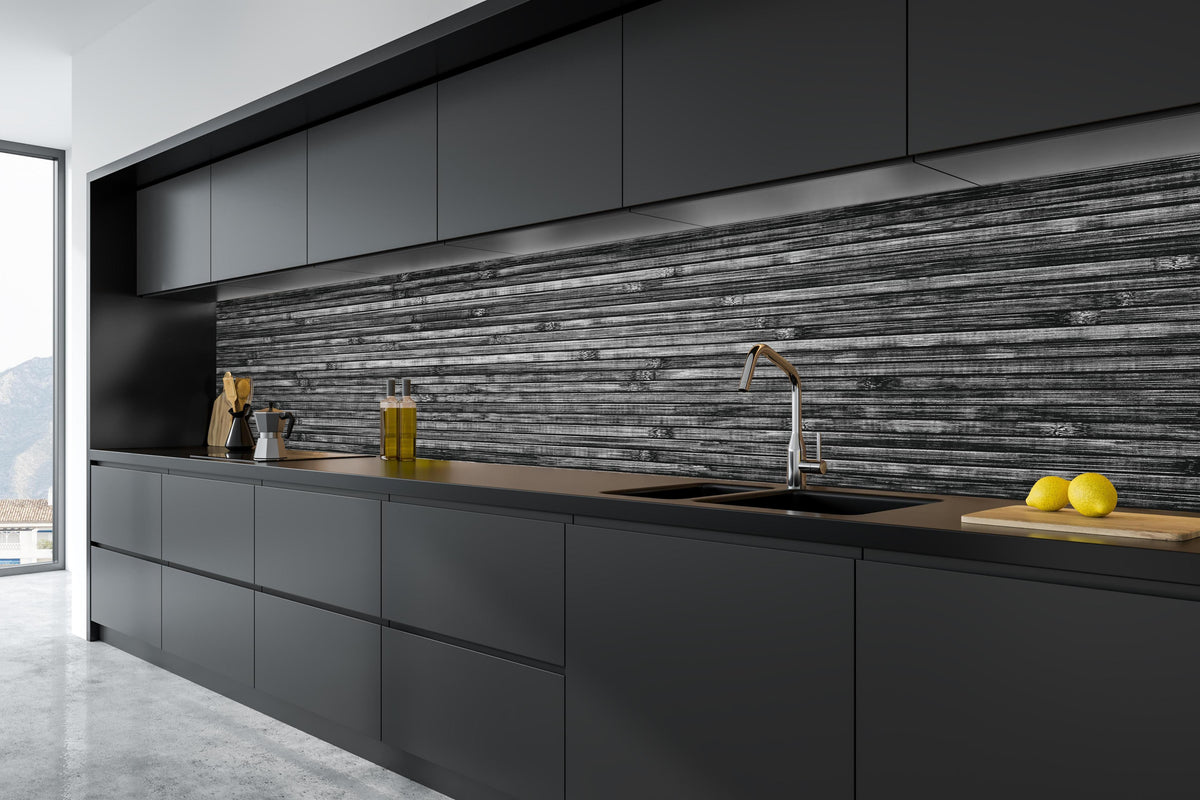 Küche - Breite schwarze und weiße hölzerne Hintergrund in tiefschwarzer matt-premium Einbauküche