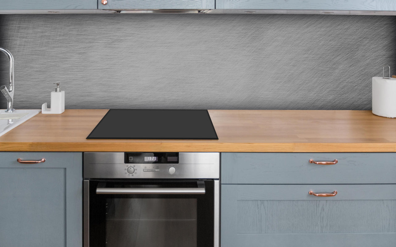 Küche - Gebürsteter Stahlblech Mix über polierter Holzarbeitsplatte mit Cerankochfeld