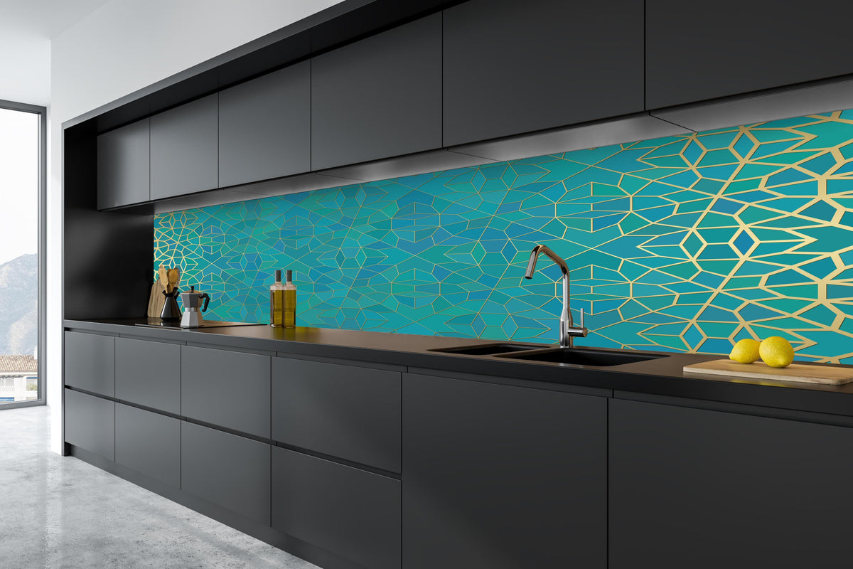 Küche - Geometrische Muster in tiefschwarzer matt-premium Einbauküche