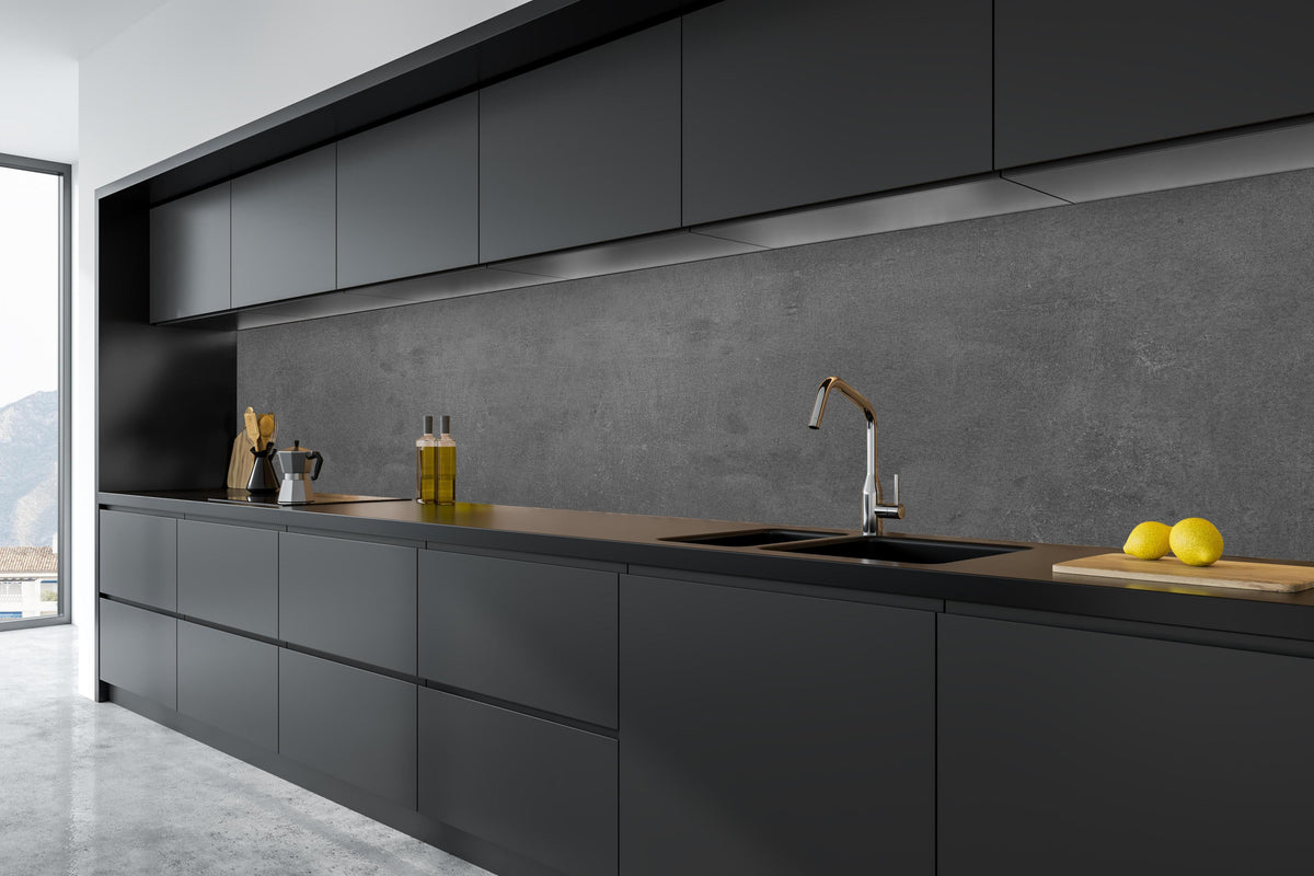 Küche - Graue Anthrazite Beton Textur in tiefschwarzer matt-premium Einbauküche