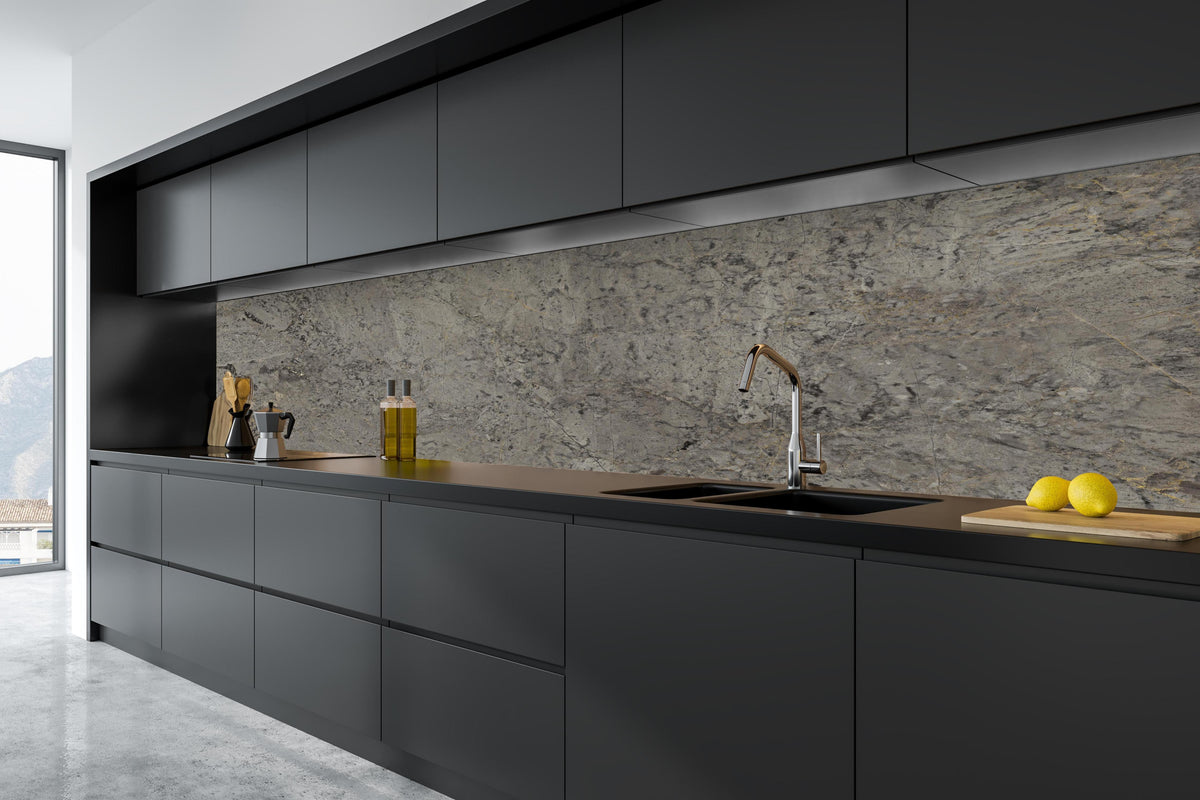 Küche - Graue Granit Textur in tiefschwarzer matt-premium Einbauküche