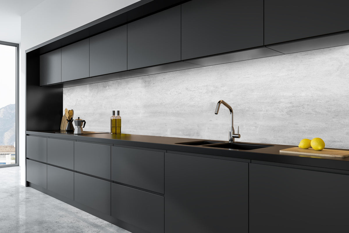 Küche - Graue Grunge Betonwand in tiefschwarzer matt-premium Einbauküche