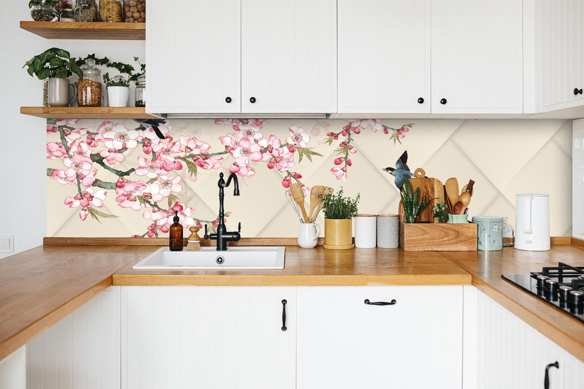 Küche - Orientalisches Motiv - Frühling in weißer Küche hinter Gewürzen und Kochlöffeln aus Holz