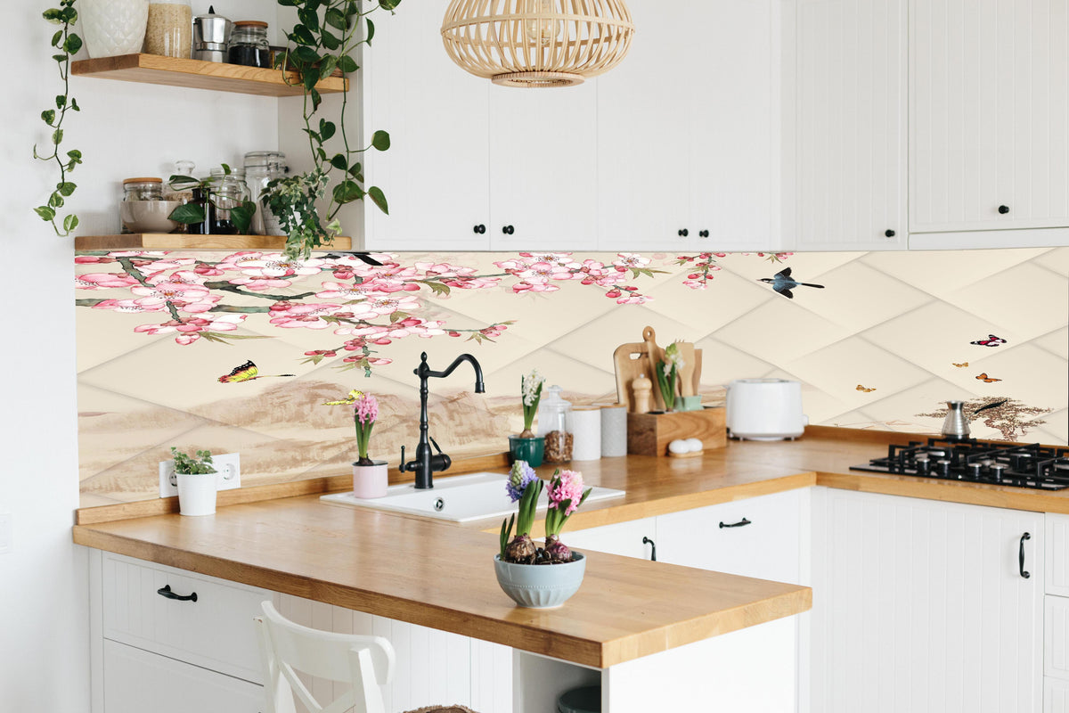 Küche - Orientalisches Motiv - Frühling in lebendiger Küche mit bunten Blumen